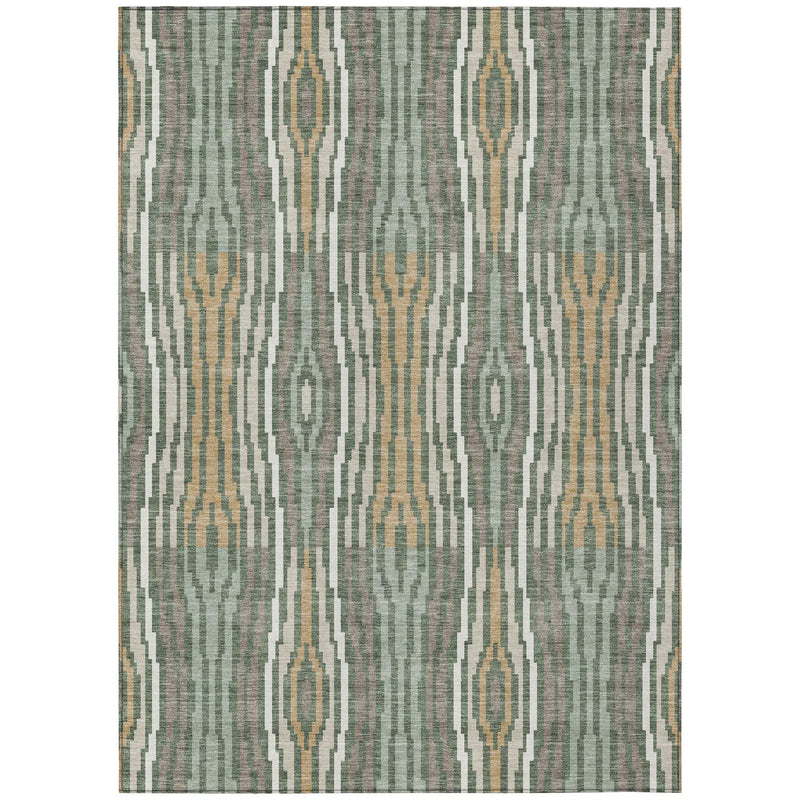 5' X 8' Green And Ivory Abstract Washable Indoor Outdoor Area Rug Homeroots Outdoor