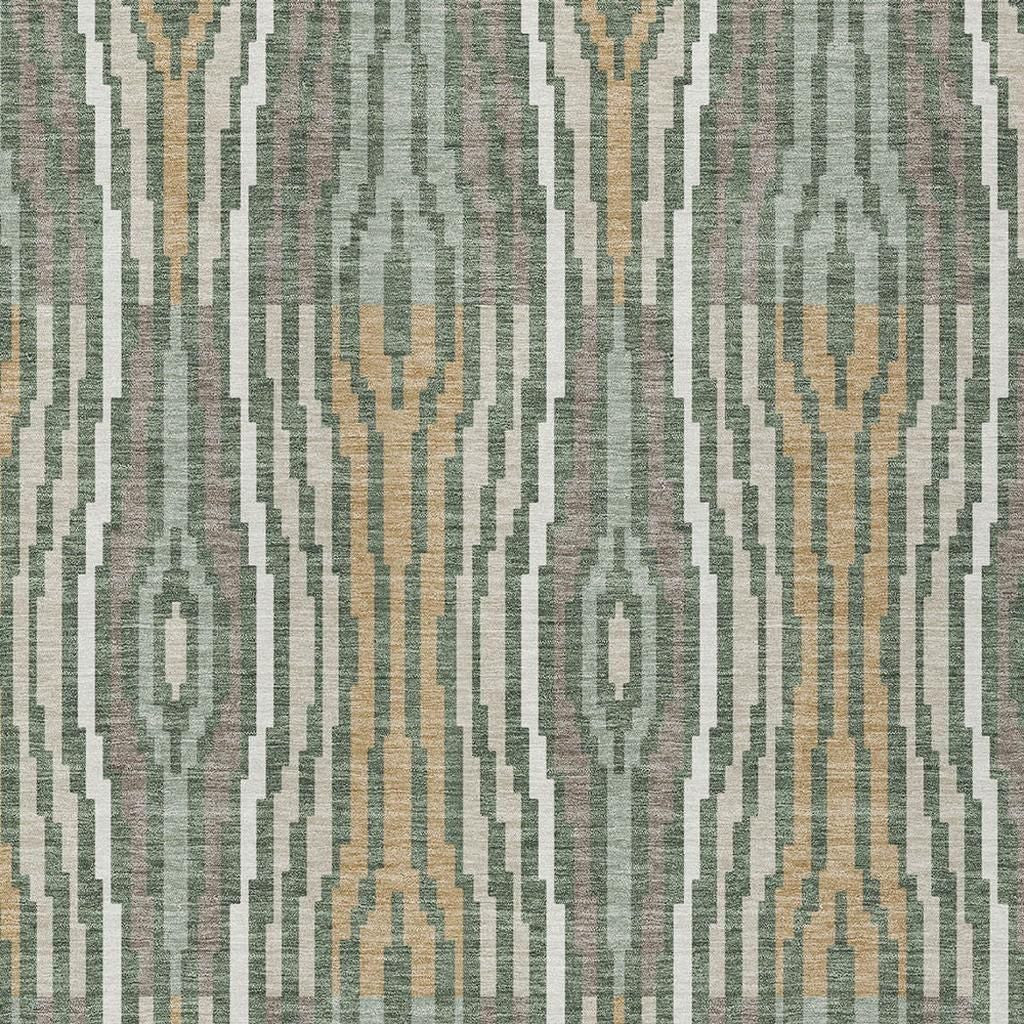 5' X 8' Green And Ivory Abstract Washable Indoor Outdoor Area Rug Homeroots Outdoor