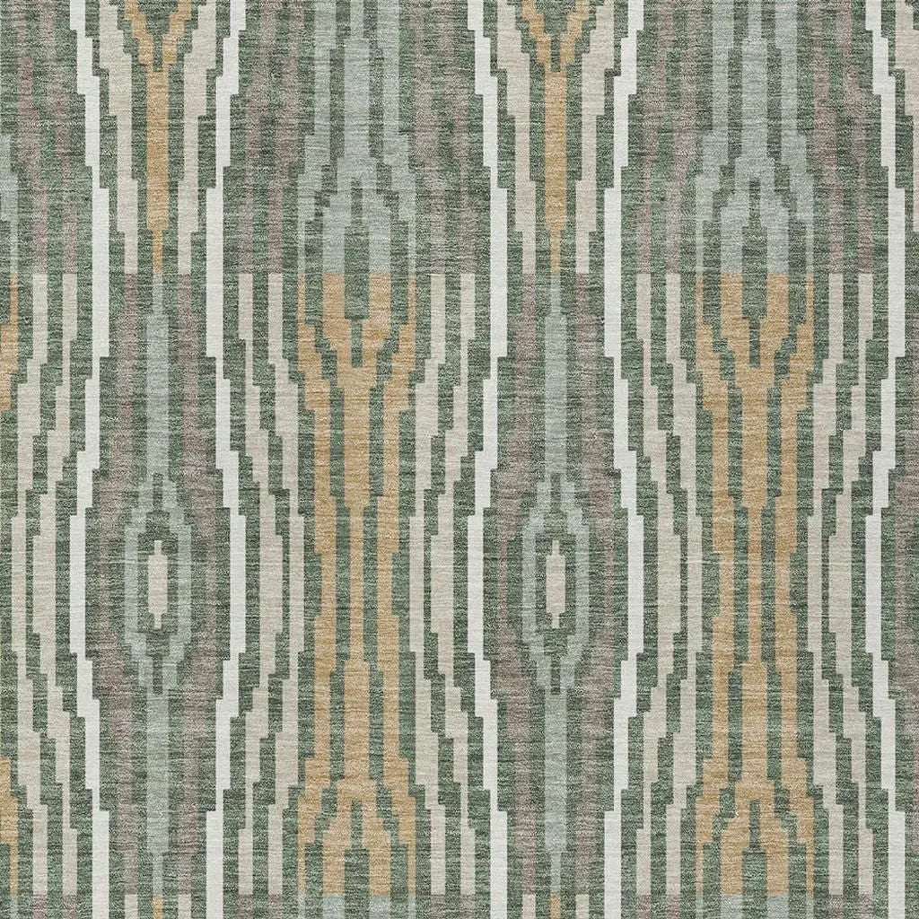 5' X 8' Green And Ivory Abstract Washable Indoor Outdoor Area Rug Homeroots Outdoor