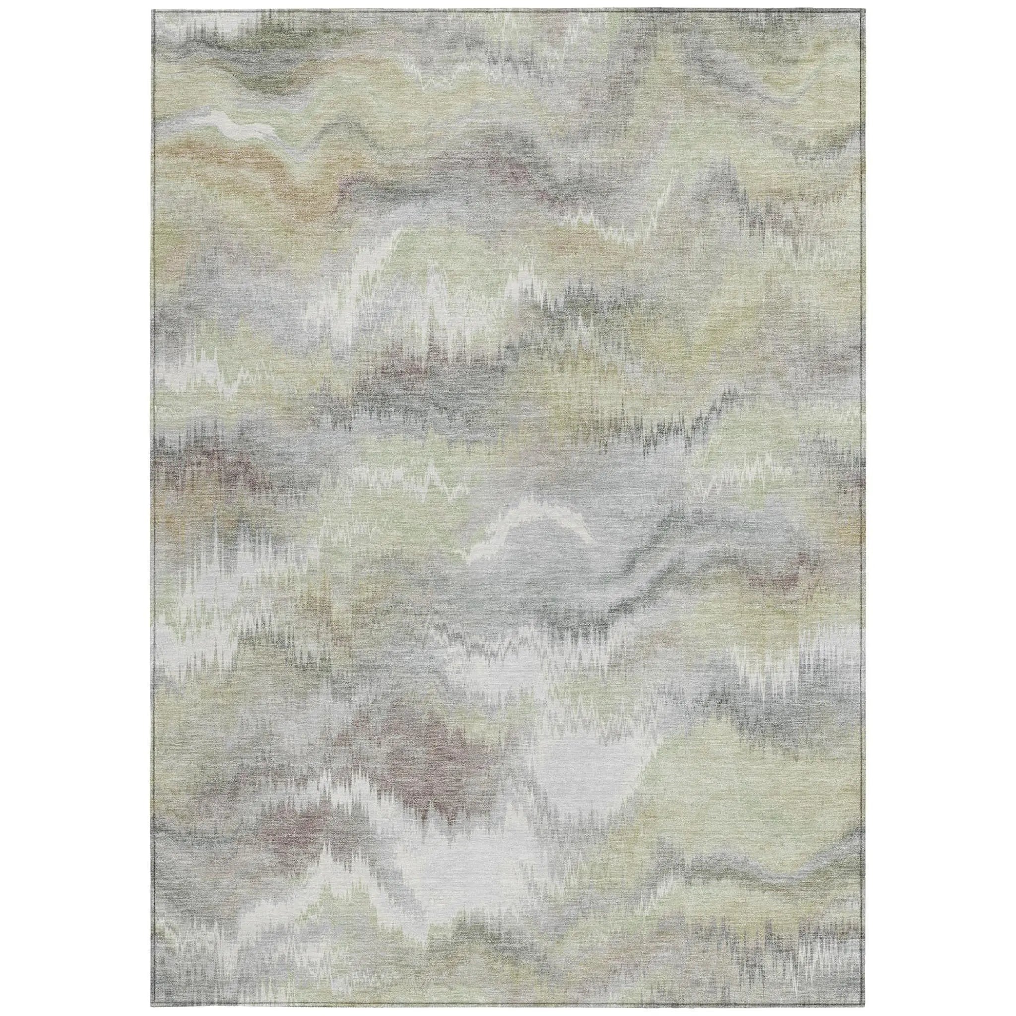 5' X 8' Green And Ivory Abstract Washable Indoor Outdoor Area Rug Homeroots Outdoor