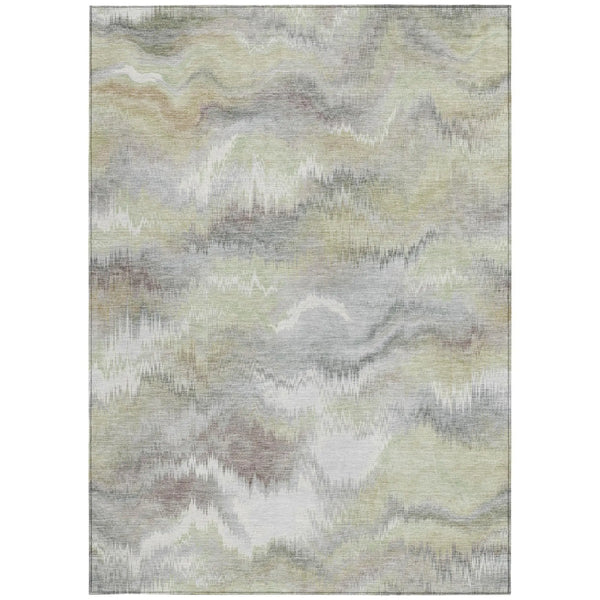 5' X 8' Green And Ivory Abstract Washable Indoor Outdoor Area Rug Homeroots Outdoor