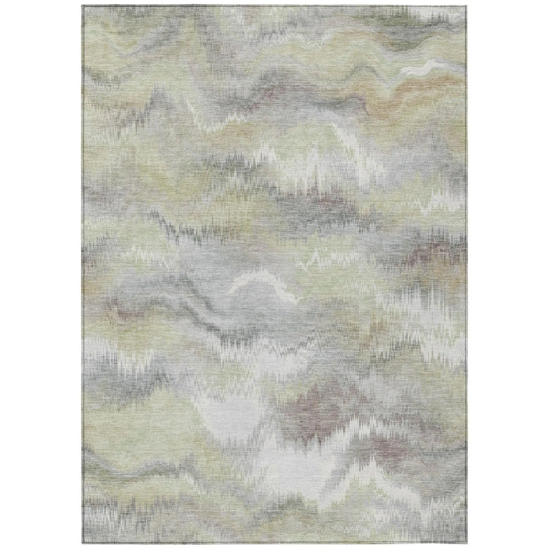 5' X 8' Green And Ivory Abstract Washable Indoor Outdoor Area Rug Homeroots Outdoor