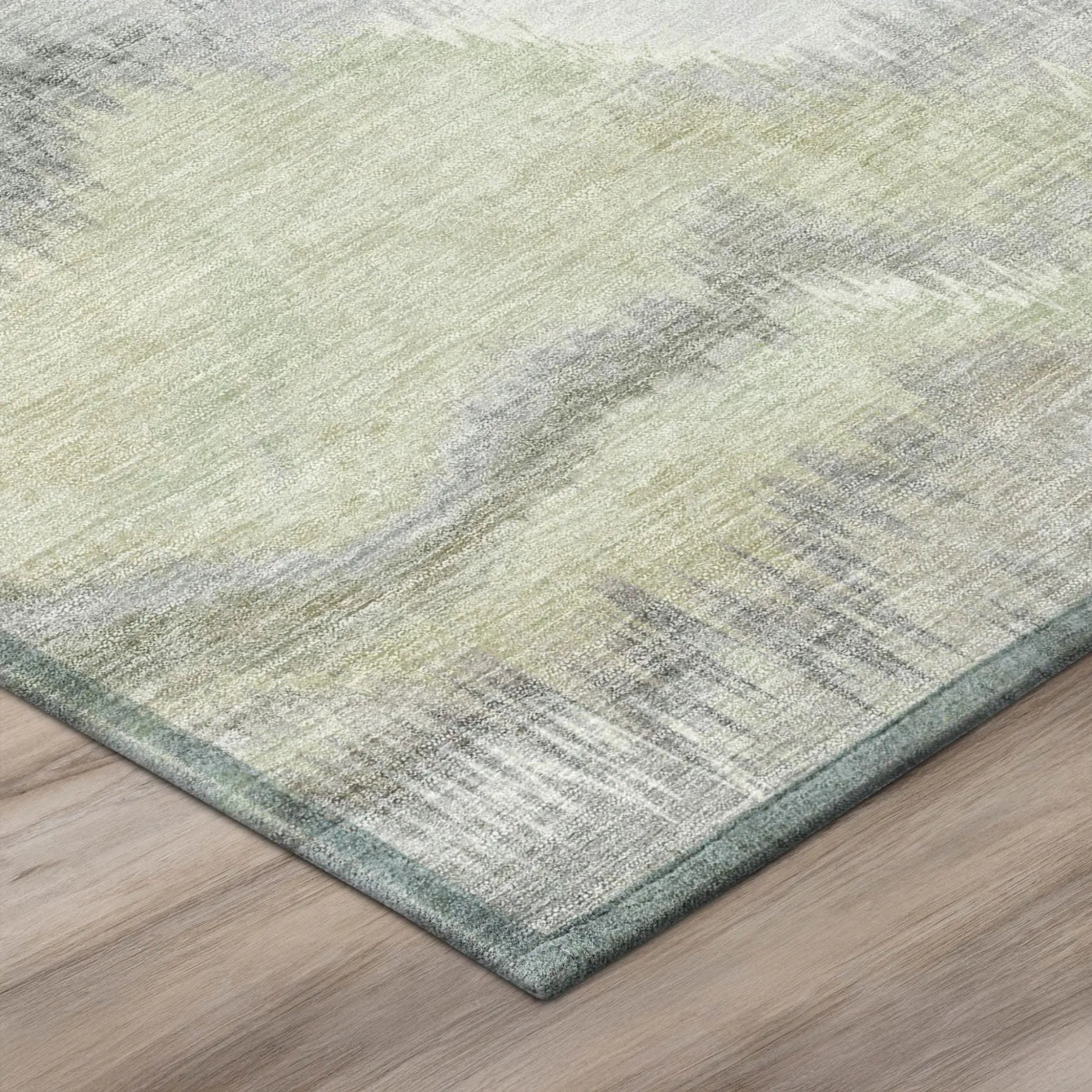 5' X 8' Green And Ivory Abstract Washable Indoor Outdoor Area Rug Homeroots Outdoor