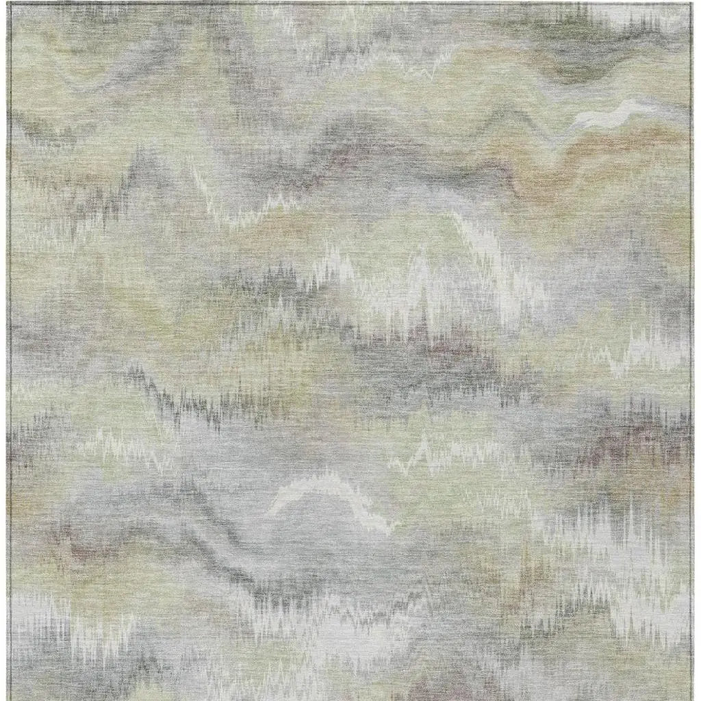 5' X 8' Green And Ivory Abstract Washable Indoor Outdoor Area Rug Homeroots Outdoor