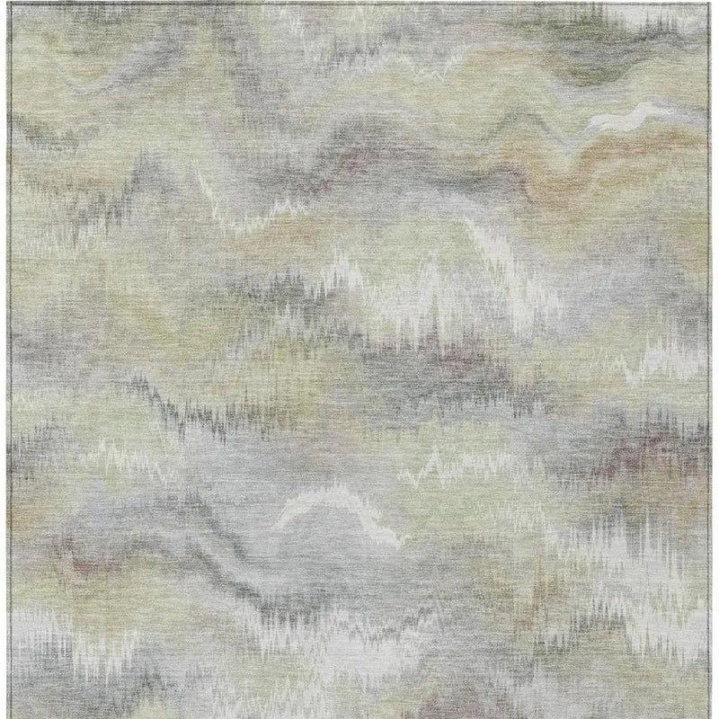 5' X 8' Green And Ivory Abstract Washable Indoor Outdoor Area Rug Homeroots Outdoor