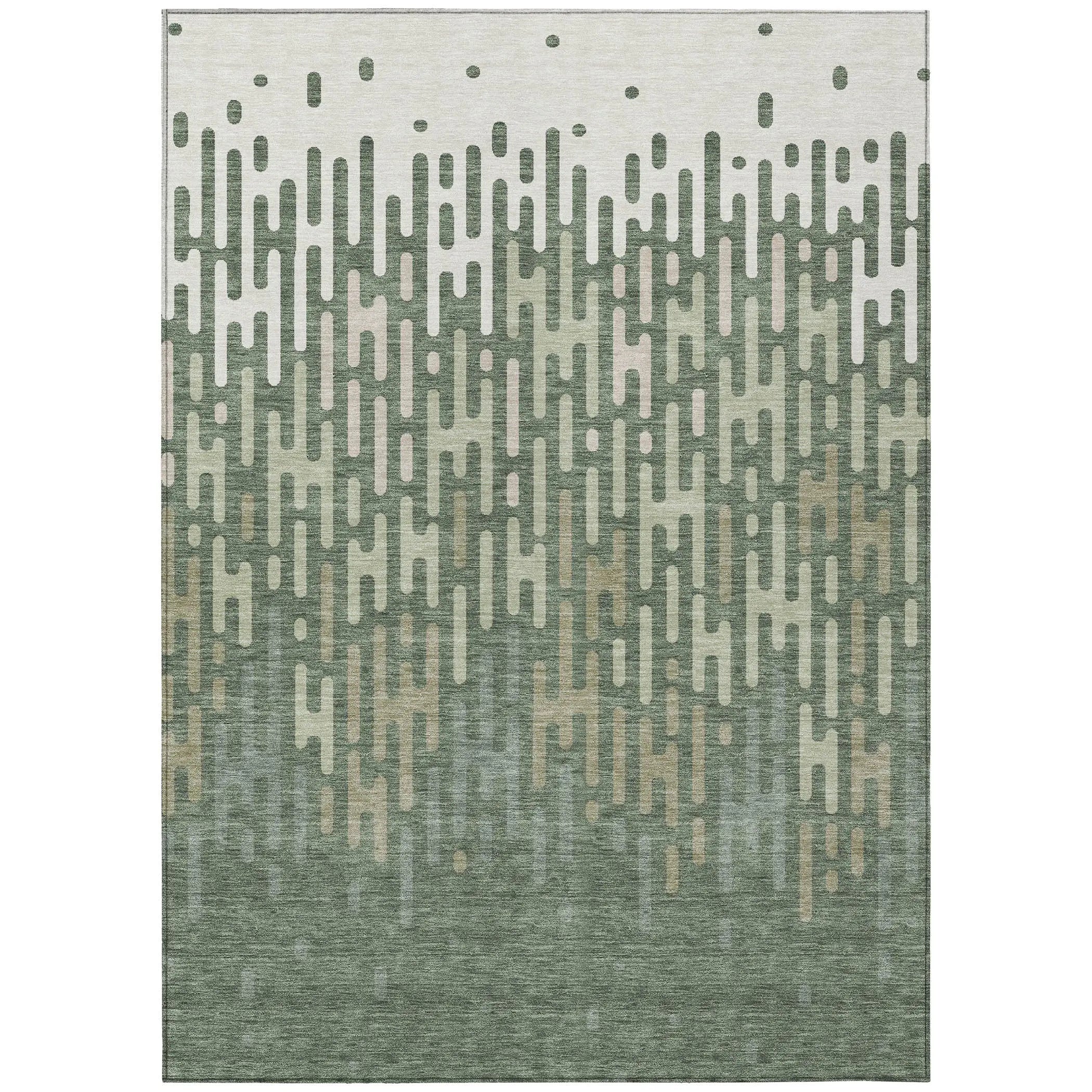 5' X 8' Green And Ivory Abstract Washable Indoor Outdoor Area Rug Homeroots Outdoor