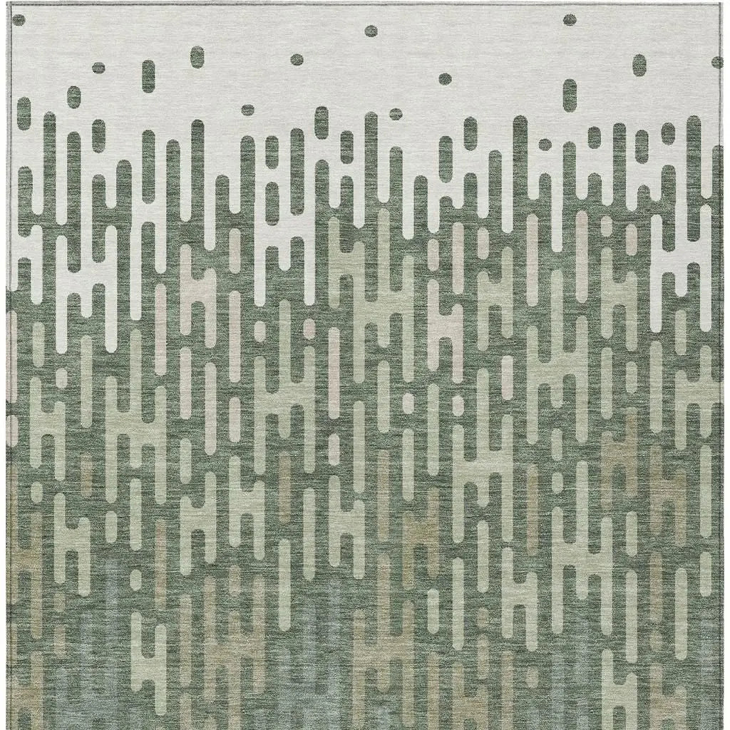 5' X 8' Green And Ivory Abstract Washable Indoor Outdoor Area Rug Homeroots Outdoor