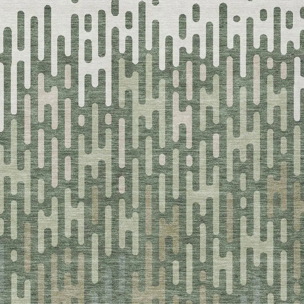 5' X 8' Green And Ivory Abstract Washable Indoor Outdoor Area Rug Homeroots Outdoor