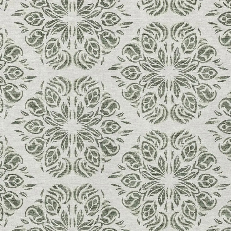 5' X 8' Green And Ivory Damask Washable Indoor Outdoor Area Rug Homeroots Outdoor