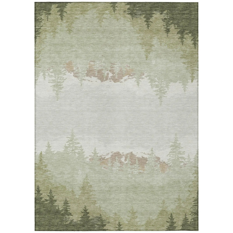 5' X 8' Green And Ivory Floral Washable Indoor Outdoor Area Rug Homeroots Outdoor