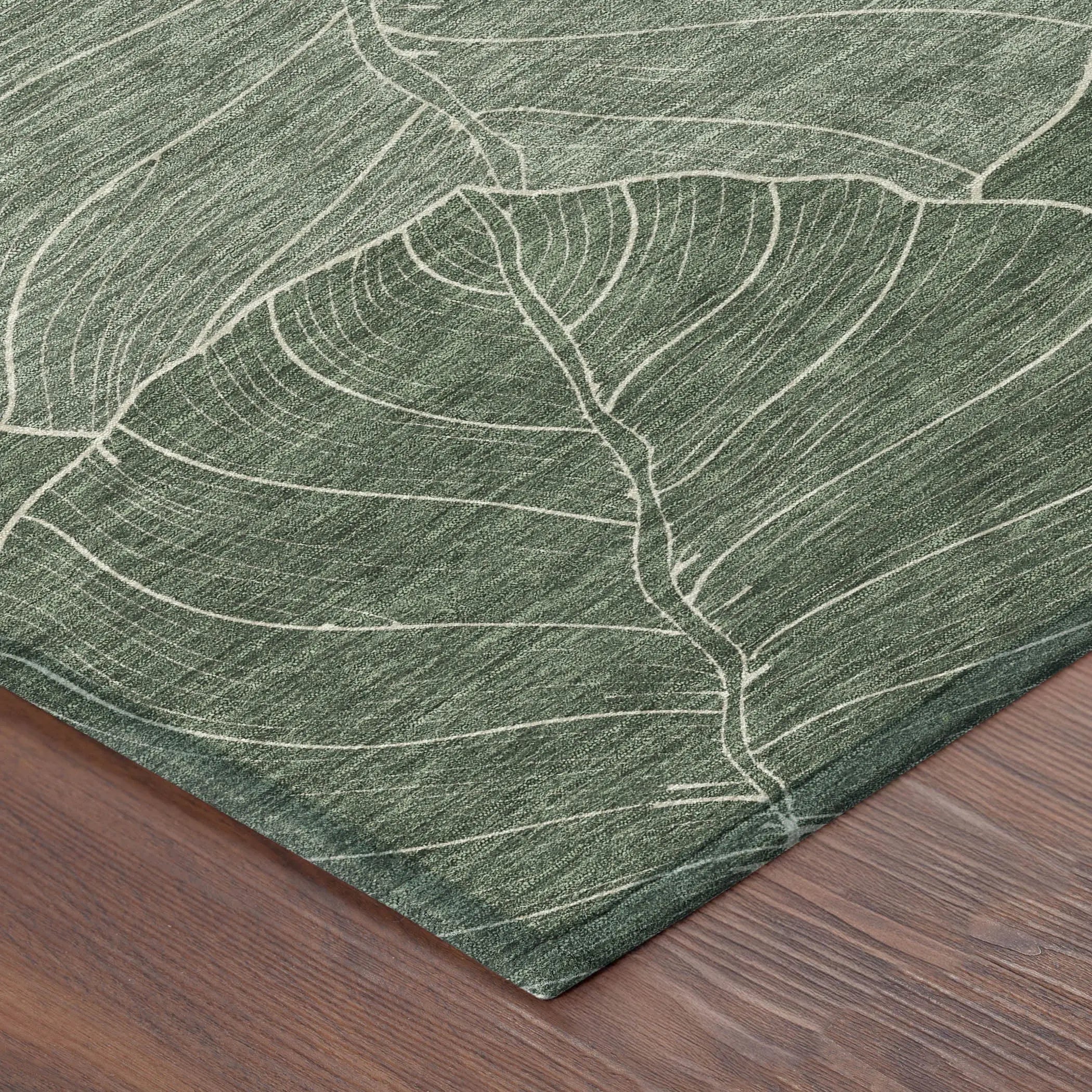 5' X 8' Green And Ivory Floral Washable Indoor Outdoor Area Rug Homeroots Outdoor