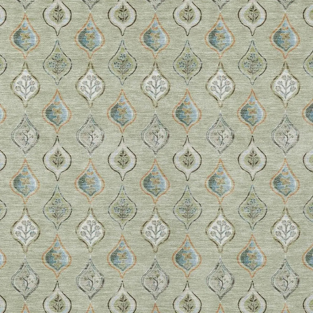 5' X 8' Green And Khaki Floral Washable Indoor Outdoor Area Rug Homeroots Outdoor