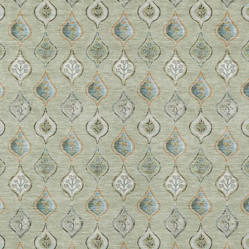5' X 8' Green And Khaki Floral Washable Indoor Outdoor Area Rug Homeroots Outdoor