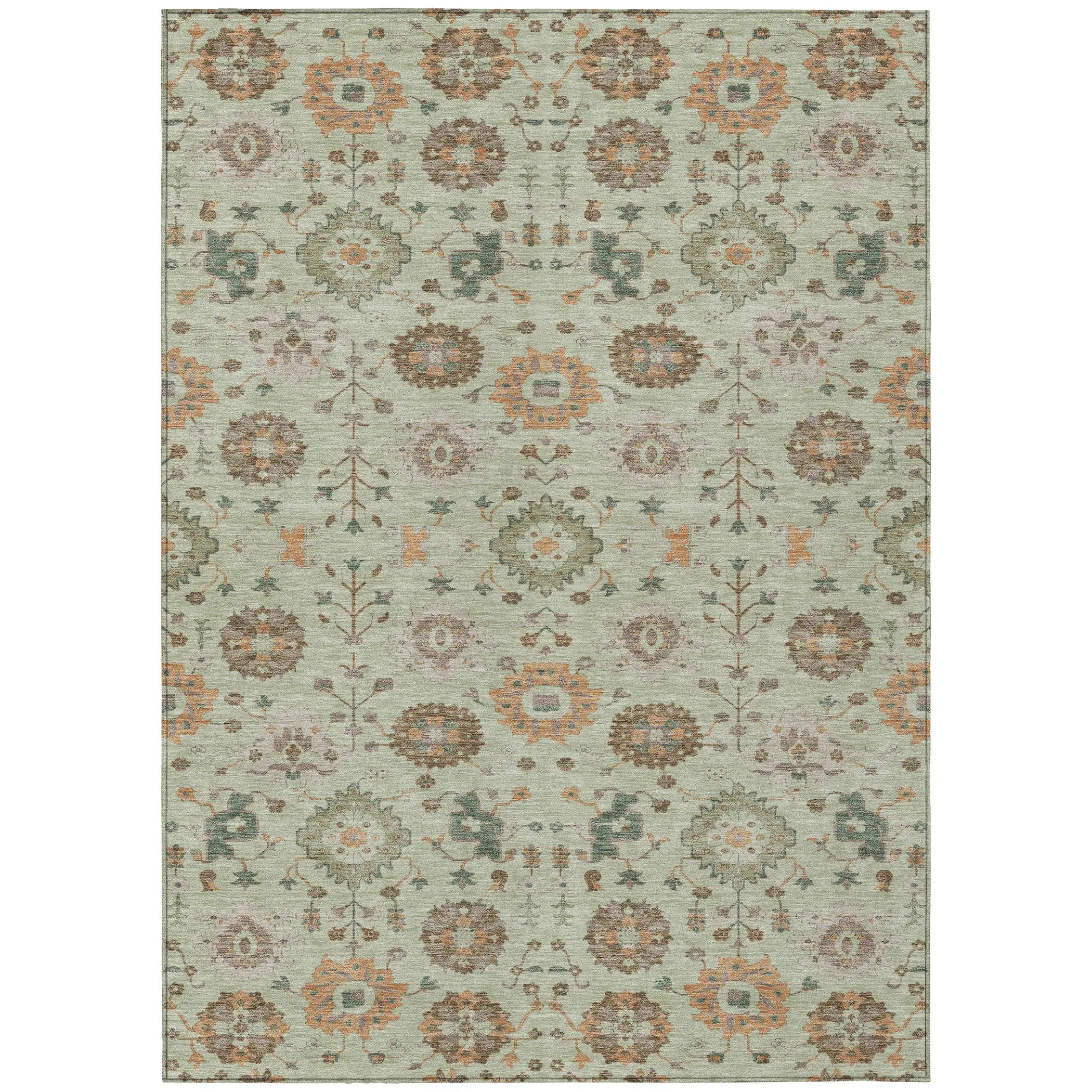 5' X 8' Green And Khaki Geometric Washable Indoor Outdoor Area Rug Homeroots Outdoor