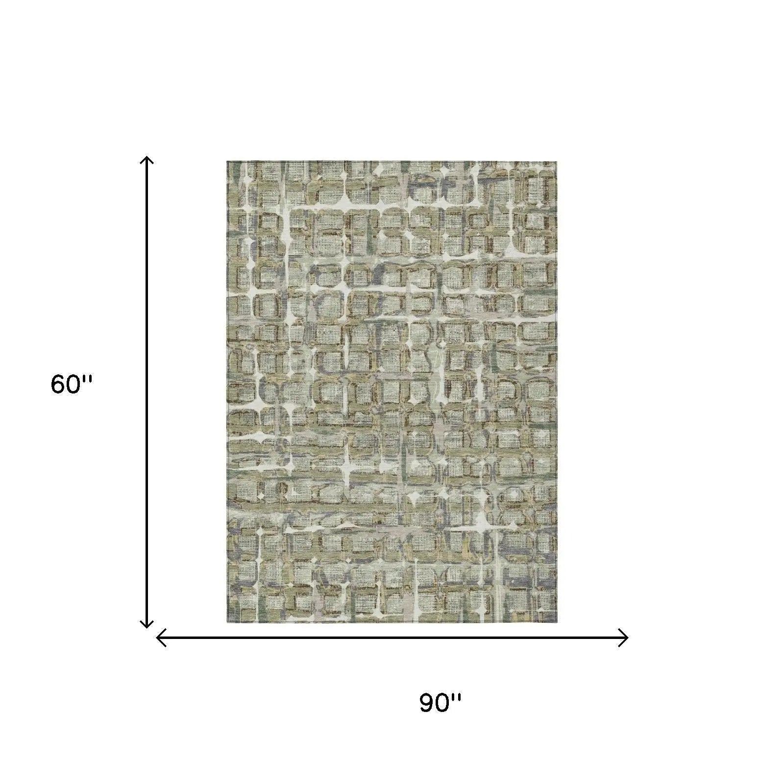 5' X 8' Green And Khaki Geometric Washable Indoor Outdoor Area Rug Homeroots Outdoor