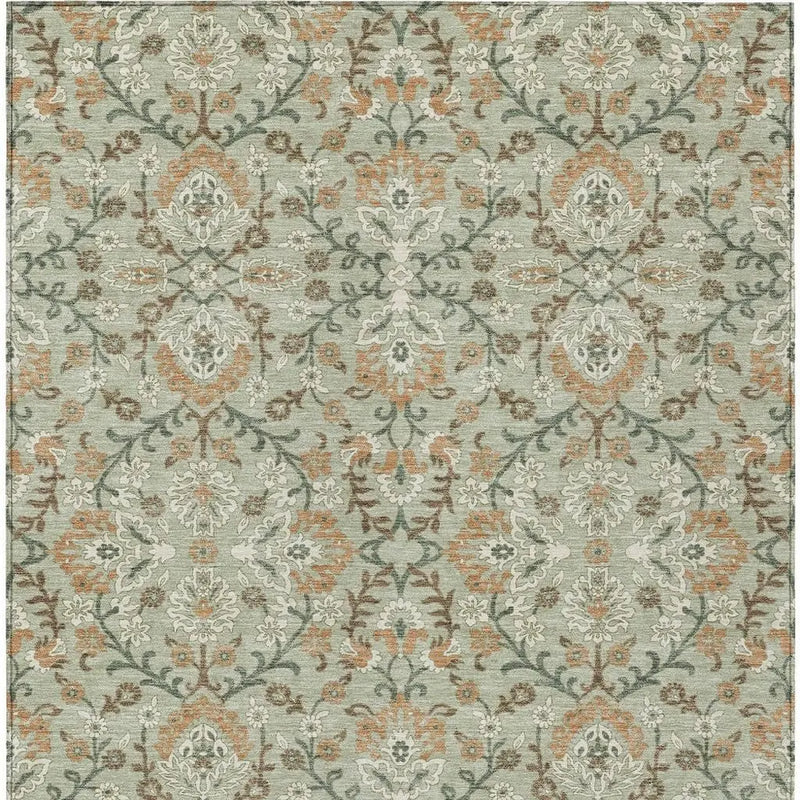 5' X 8' Green And Khaki Geometric Washable Indoor Outdoor Area Rug Homeroots Outdoor