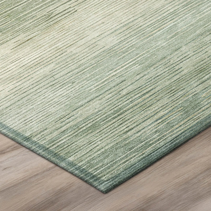 5' X 8' Green And Linen Striped Washable Indoor Outdoor Area Rug Homeroots Outdoor