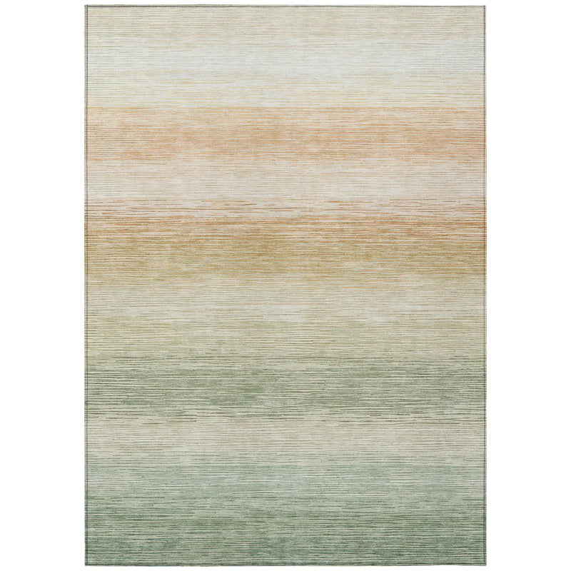 5' X 8' Green And Linen Striped Washable Indoor Outdoor Area Rug Homeroots Outdoor