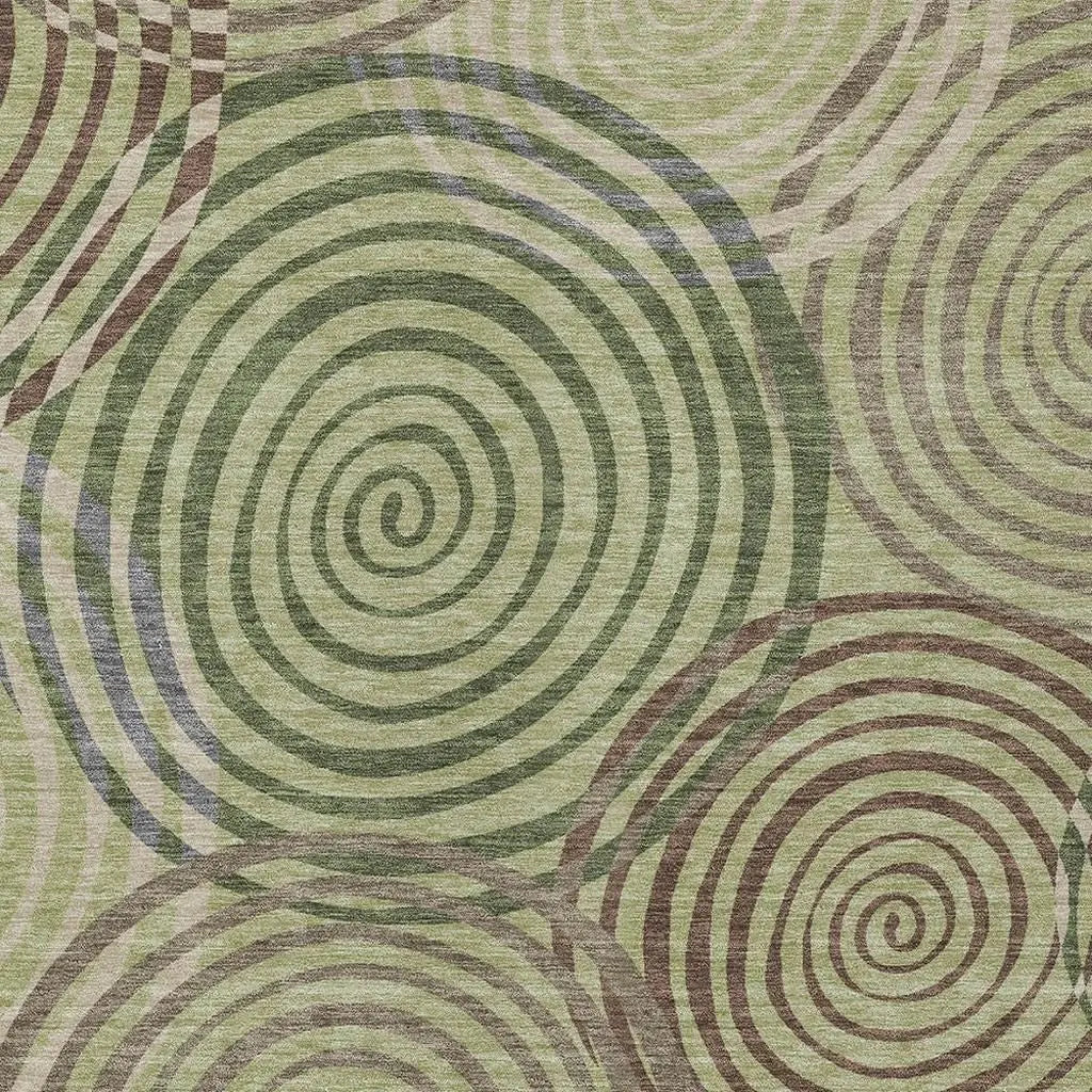 5' X 8' Green And Olive Green Geometric Washable Indoor Outdoor Area Rug Homeroots Outdoor