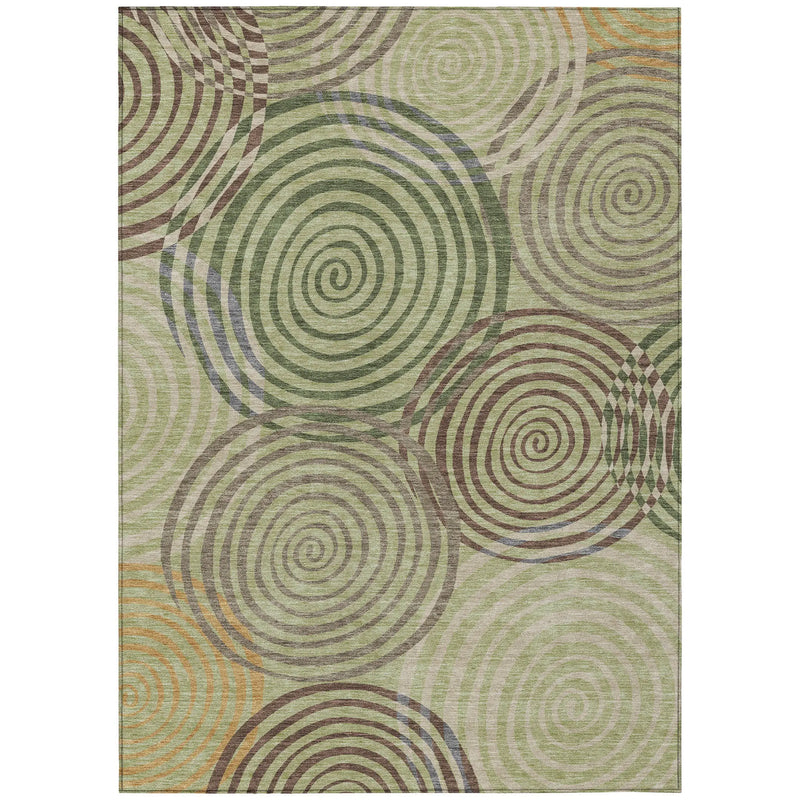 5' X 8' Green And Olive Green Geometric Washable Indoor Outdoor Area Rug Homeroots Outdoor