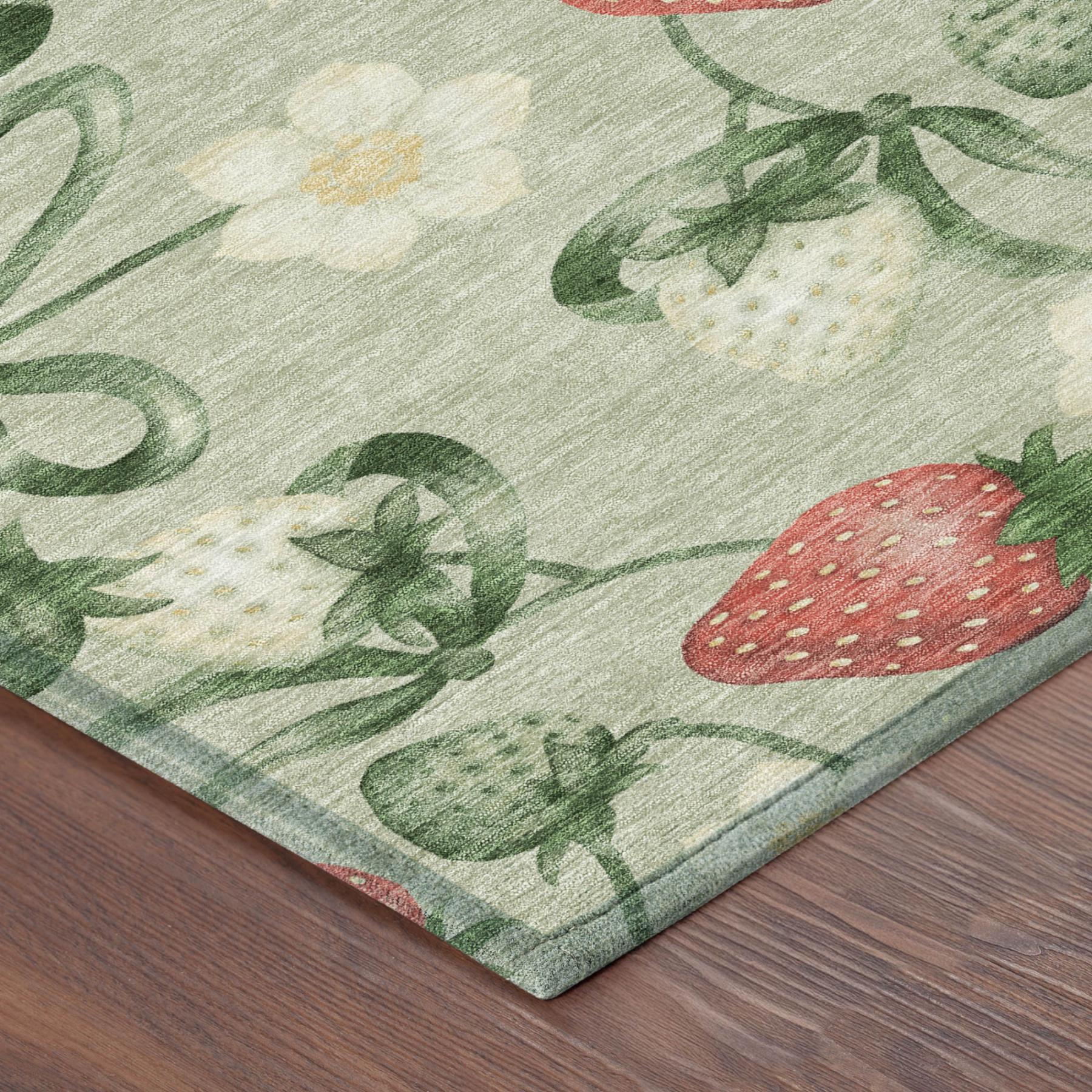 5' X 8' Green And Red Floral Washable Indoor Outdoor Area Rug Homeroots Outdoor