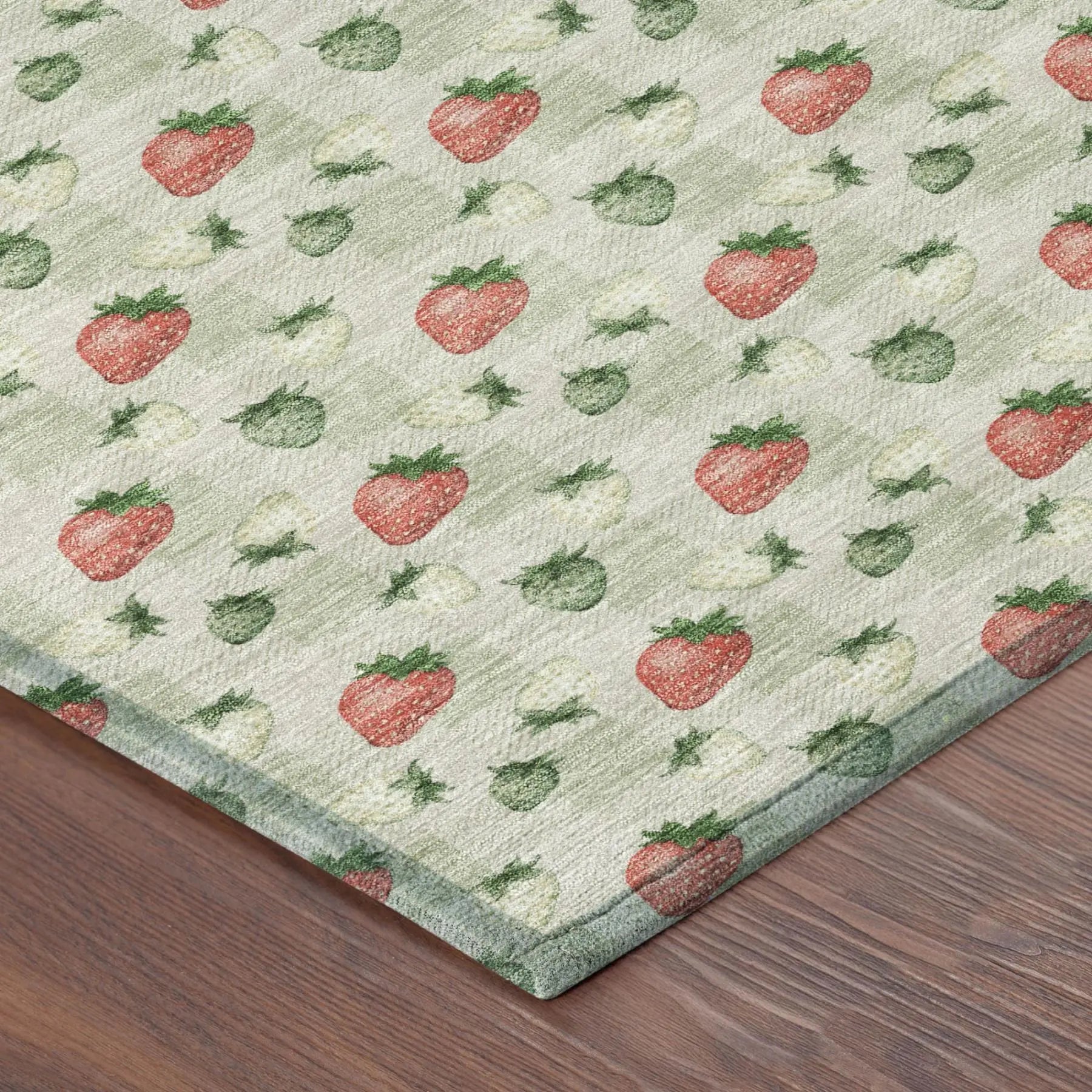 5' X 8' Green And Red Floral Washable Indoor Outdoor Area Rug Homeroots Outdoor