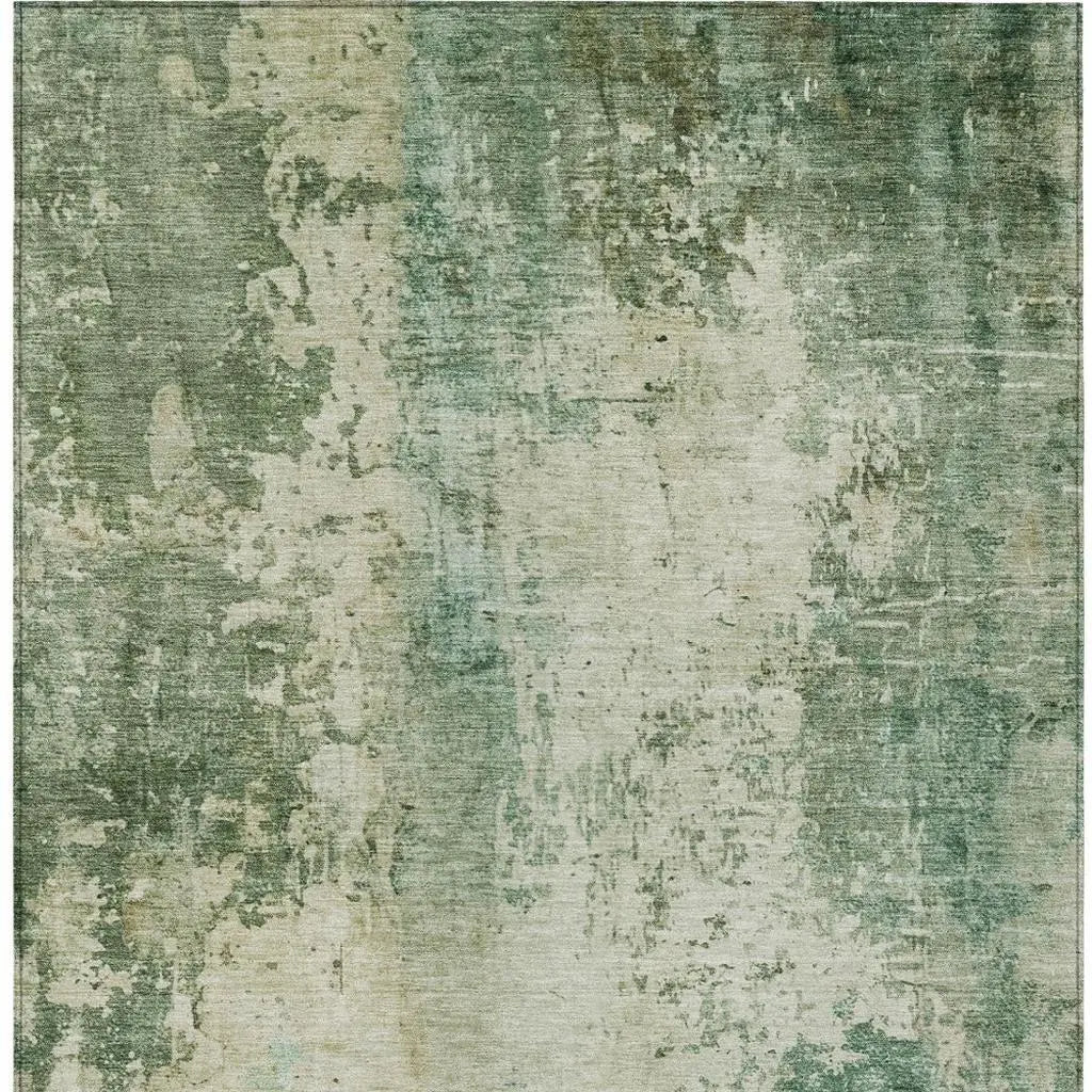 5' X 8' Green And Sage Abstract Washable Indoor Outdoor Area Rug Homeroots Outdoor