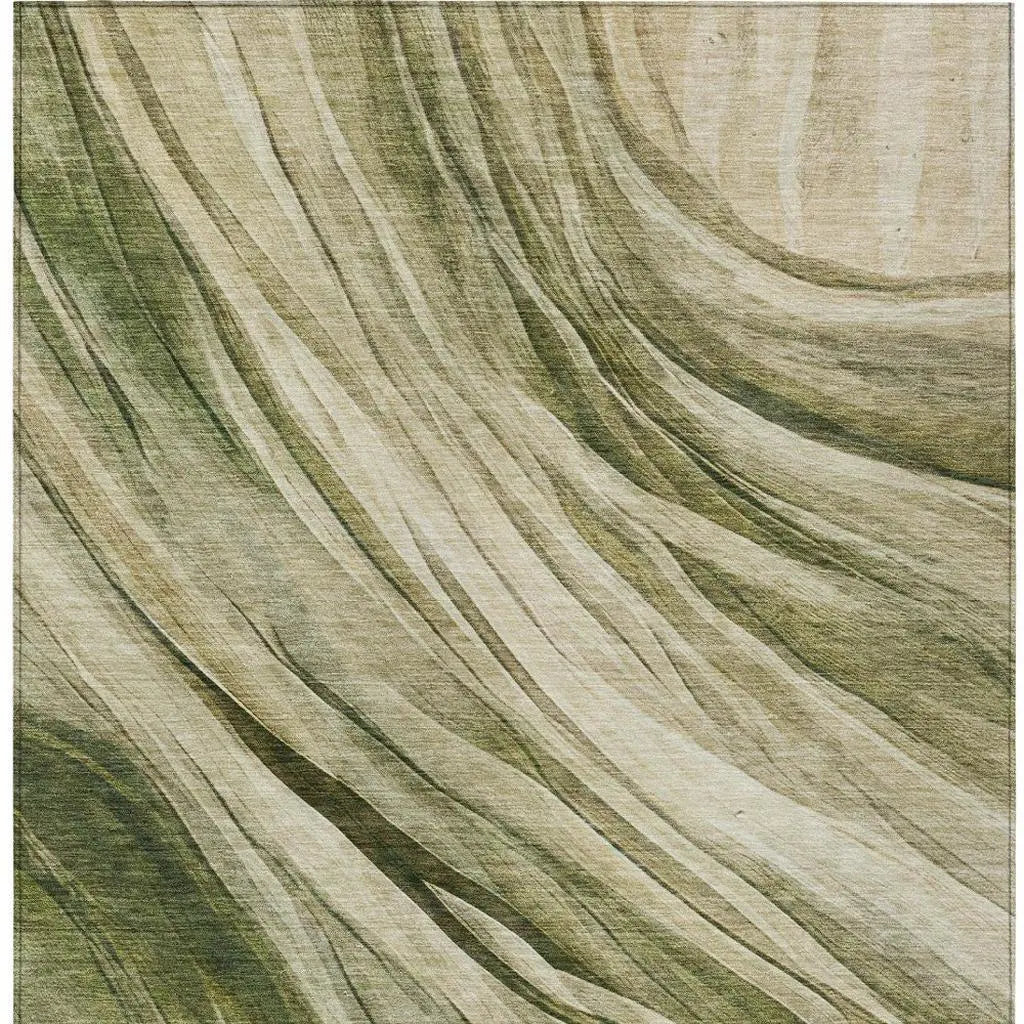5' X 8' Green And Sage Abstract Washable Indoor Outdoor Area Rug Homeroots Outdoor