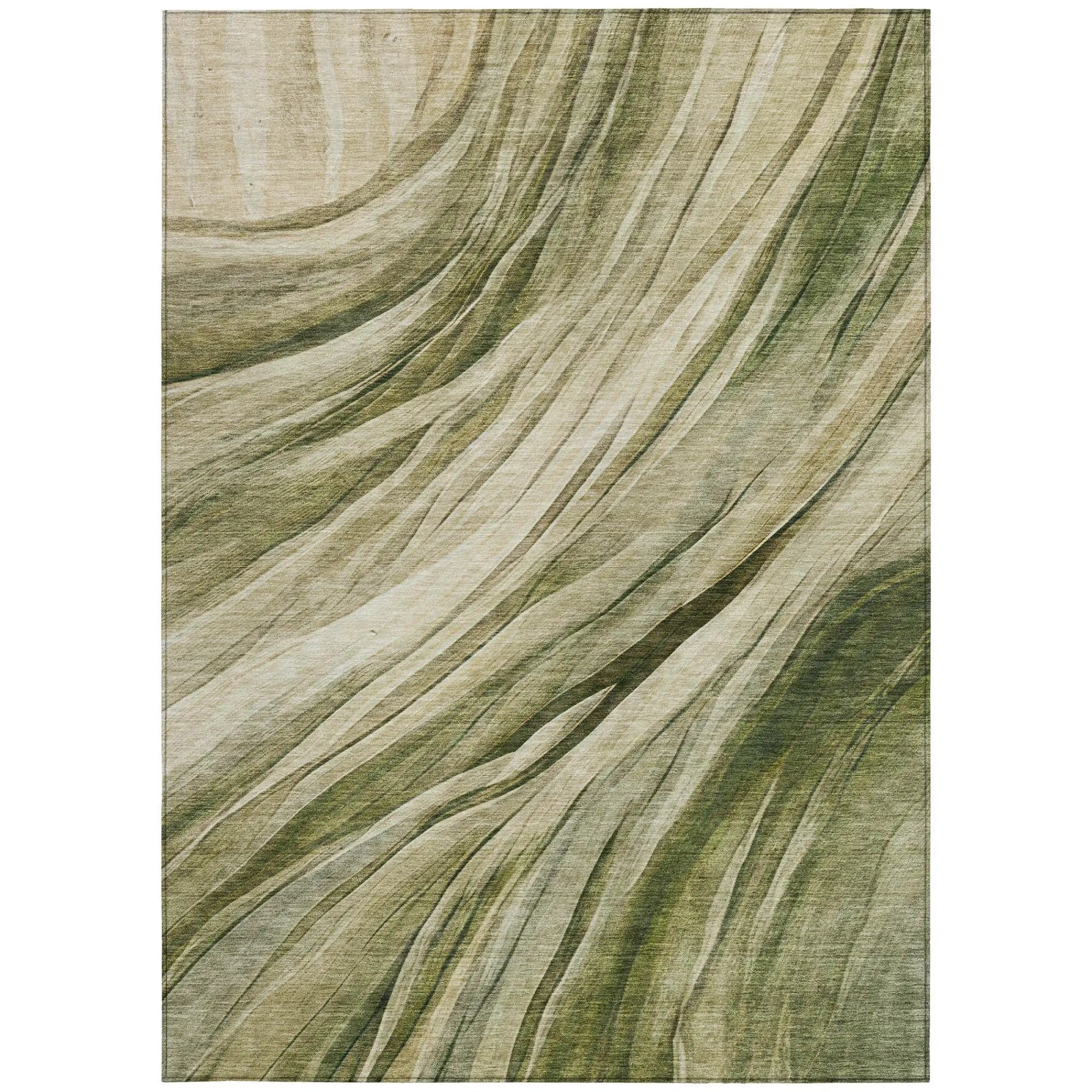 5' X 8' Green And Sage Abstract Washable Indoor Outdoor Area Rug Homeroots Outdoor