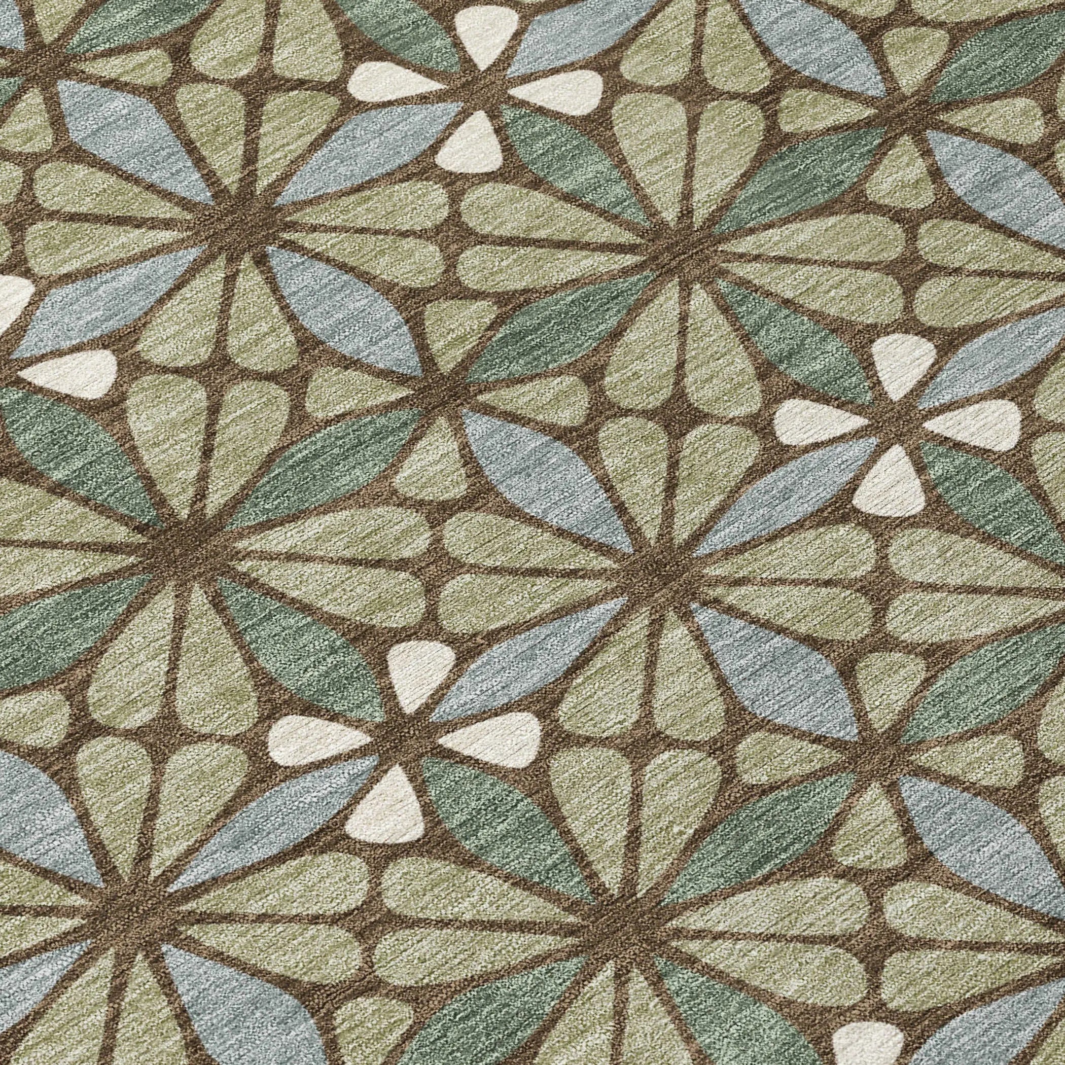 5' X 8' Green And Sage Geometric Washable Indoor Outdoor Area Rug Homeroots Outdoor