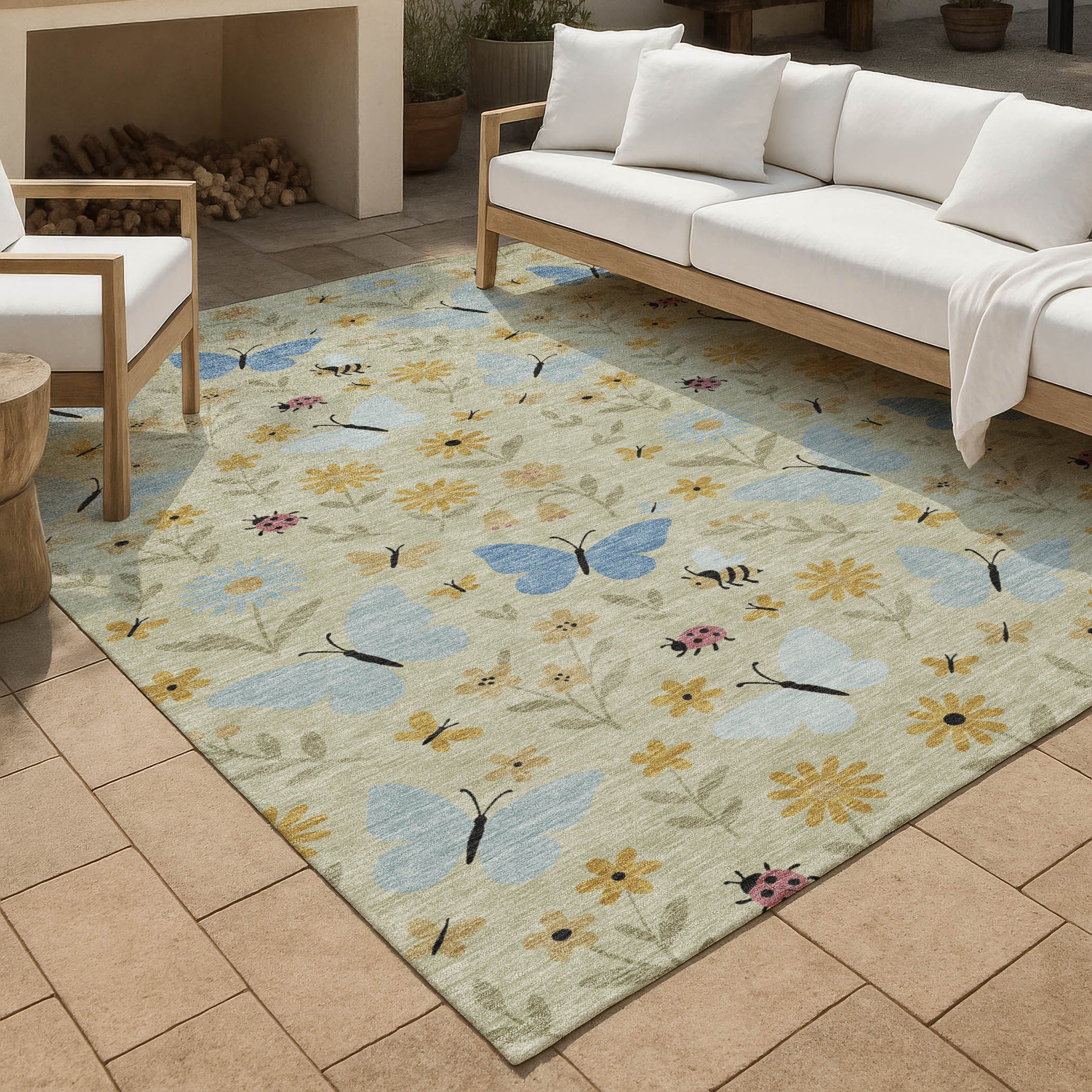 5' X 8' Green And Silver Abstract Washable Indoor Outdoor Area Rug Homeroots Outdoor