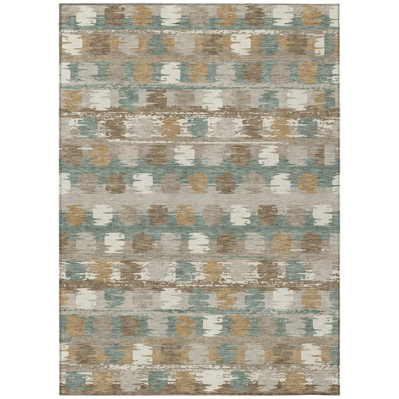 5' X 8' Green And Silver Abstract Washable Indoor Outdoor Area Rug Homeroots Outdoor