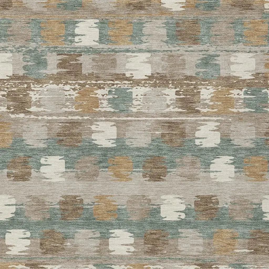 5' X 8' Green And Silver Abstract Washable Indoor Outdoor Area Rug Homeroots Outdoor