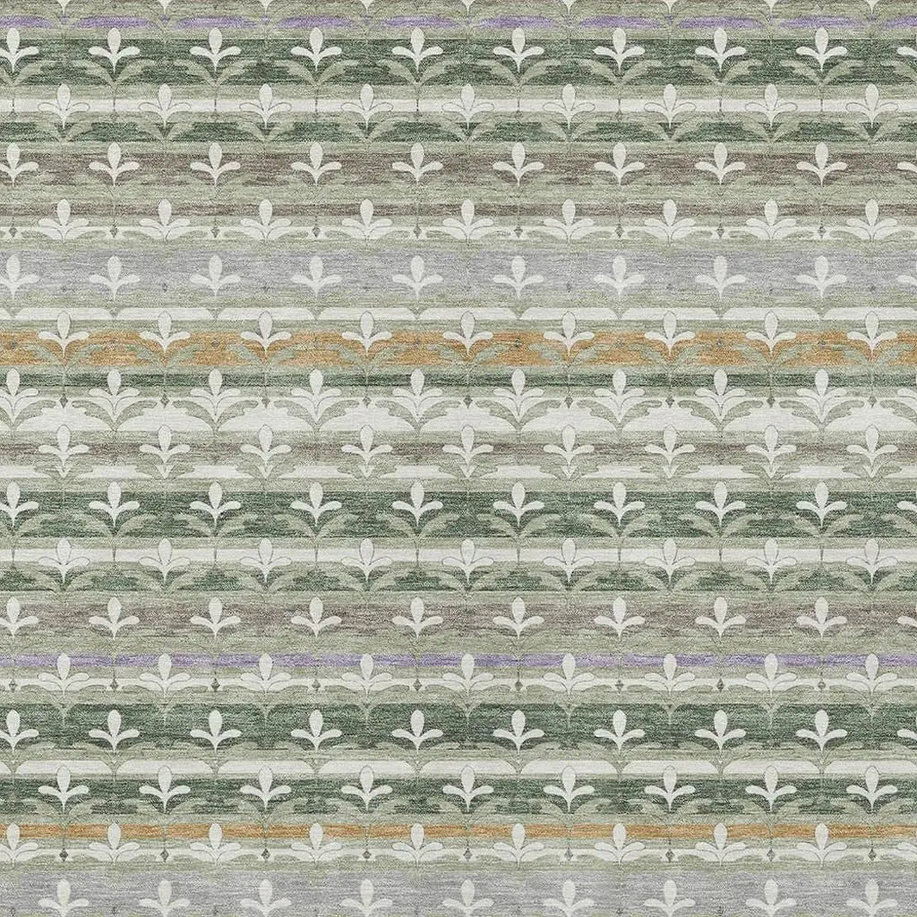 5' X 8' Green And Silver Damask Washable Indoor Outdoor Area Rug Homeroots Outdoor