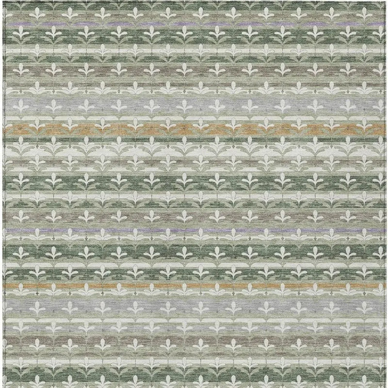 5' X 8' Green And Silver Damask Washable Indoor Outdoor Area Rug Homeroots Outdoor