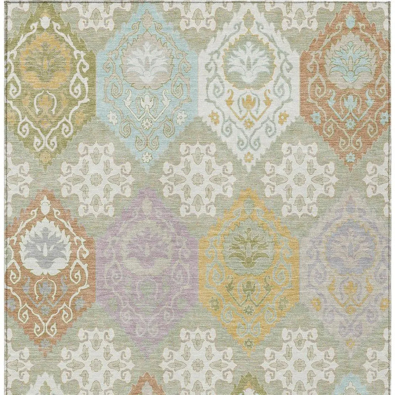 5' X 8' Green And Sky Blue Geometric Washable Indoor Outdoor Area Rug Homeroots Outdoor