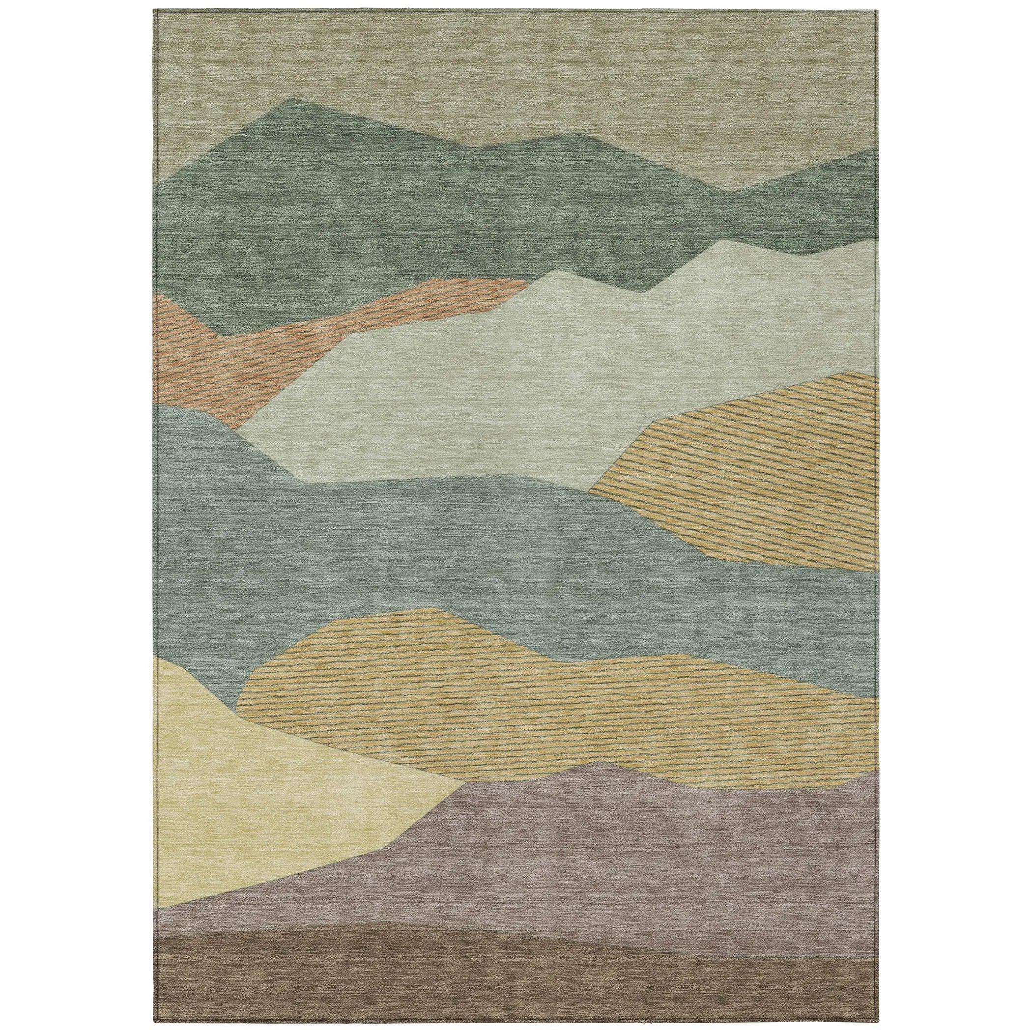 5' X 8' Green And Taupe Geometric Washable Indoor Outdoor Area Rug Homeroots Outdoor
