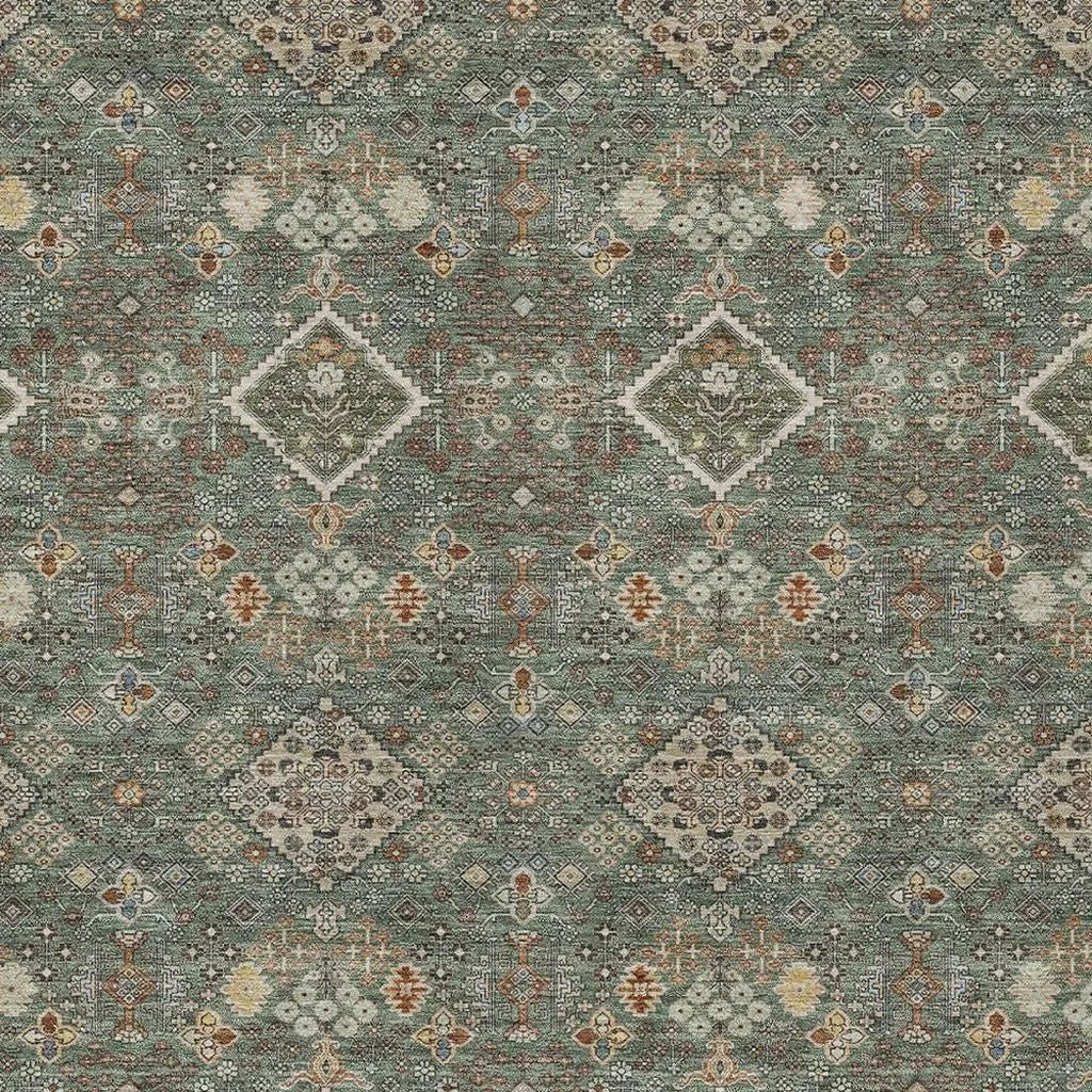 5' X 8' Green And Taupe Geometric Washable Indoor Outdoor Area Rug Homeroots Outdoor