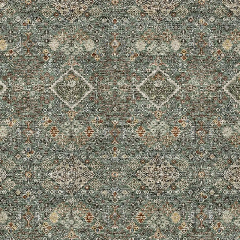 5' X 8' Green And Taupe Geometric Washable Indoor Outdoor Area Rug Homeroots Outdoor