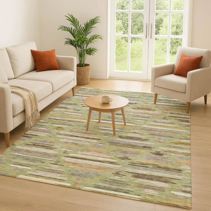 5' X 8' Green And Taupe Southwestern Washable Indoor Outdoor Area Rug Homeroots Outdoor