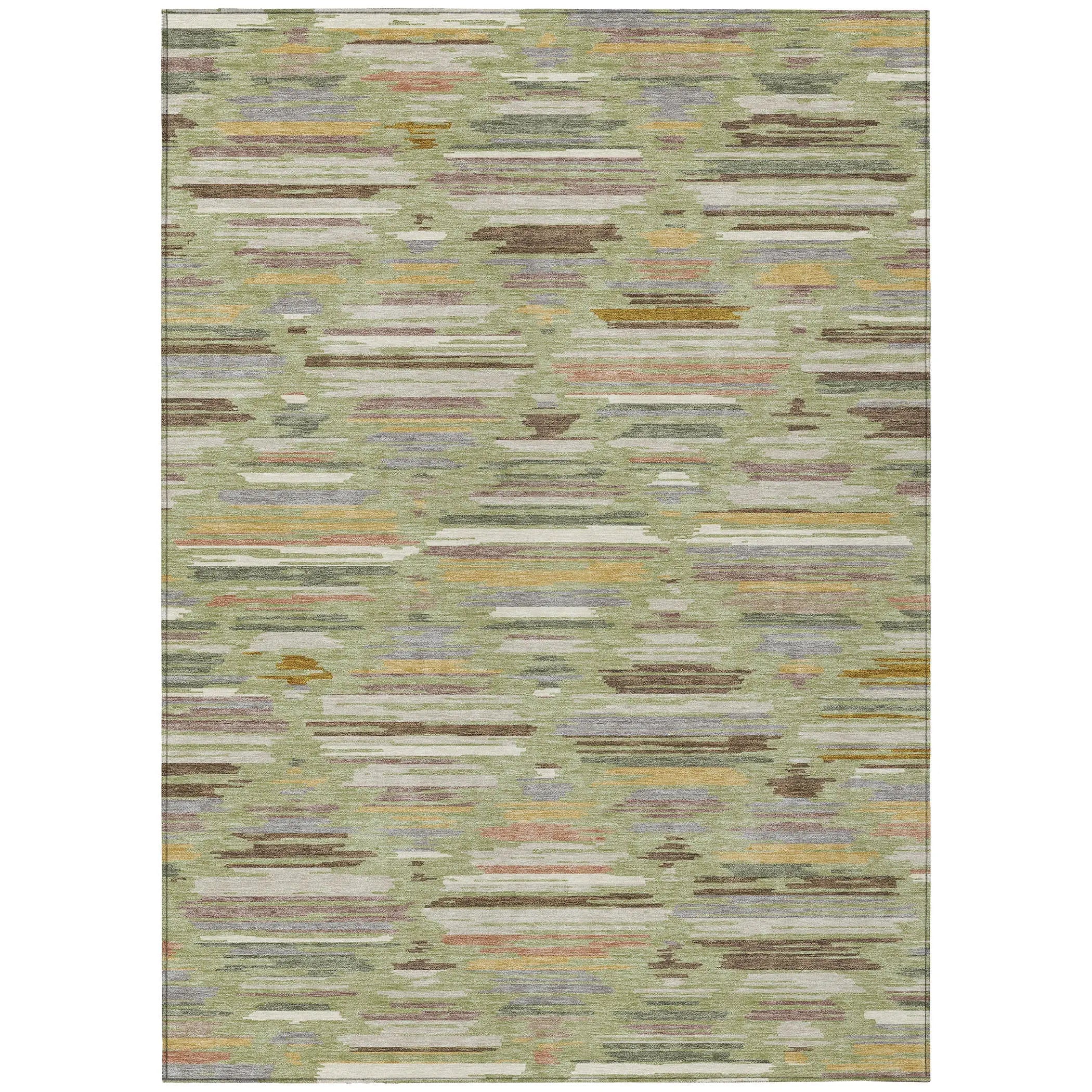 5' X 8' Green And Taupe Southwestern Washable Indoor Outdoor Area Rug Homeroots Outdoor