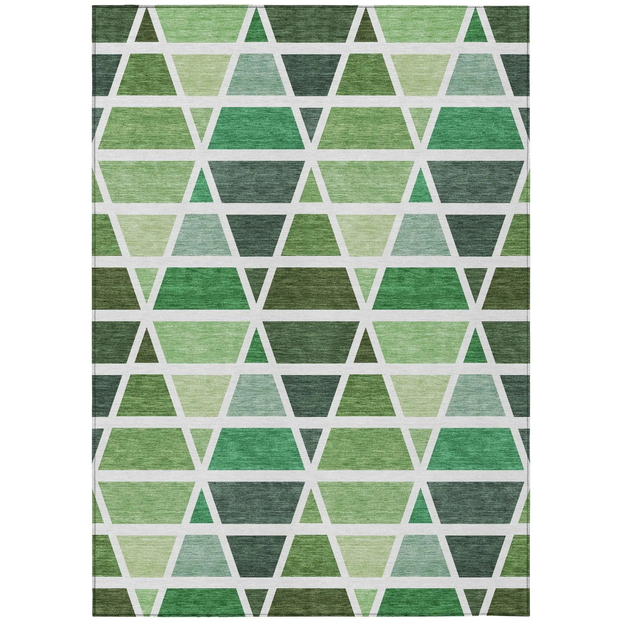 5' X 8' Green And White Geometric Washable Indoor Outdoor Area Rug Homeroots Outdoor