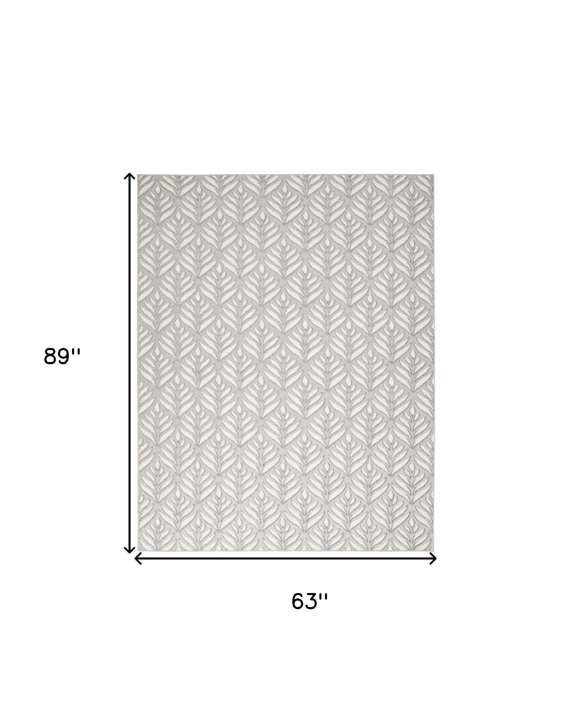 5' X 8' Grey Floral Stain Resistant Non Skid Area Rug Homeroots Outdoor