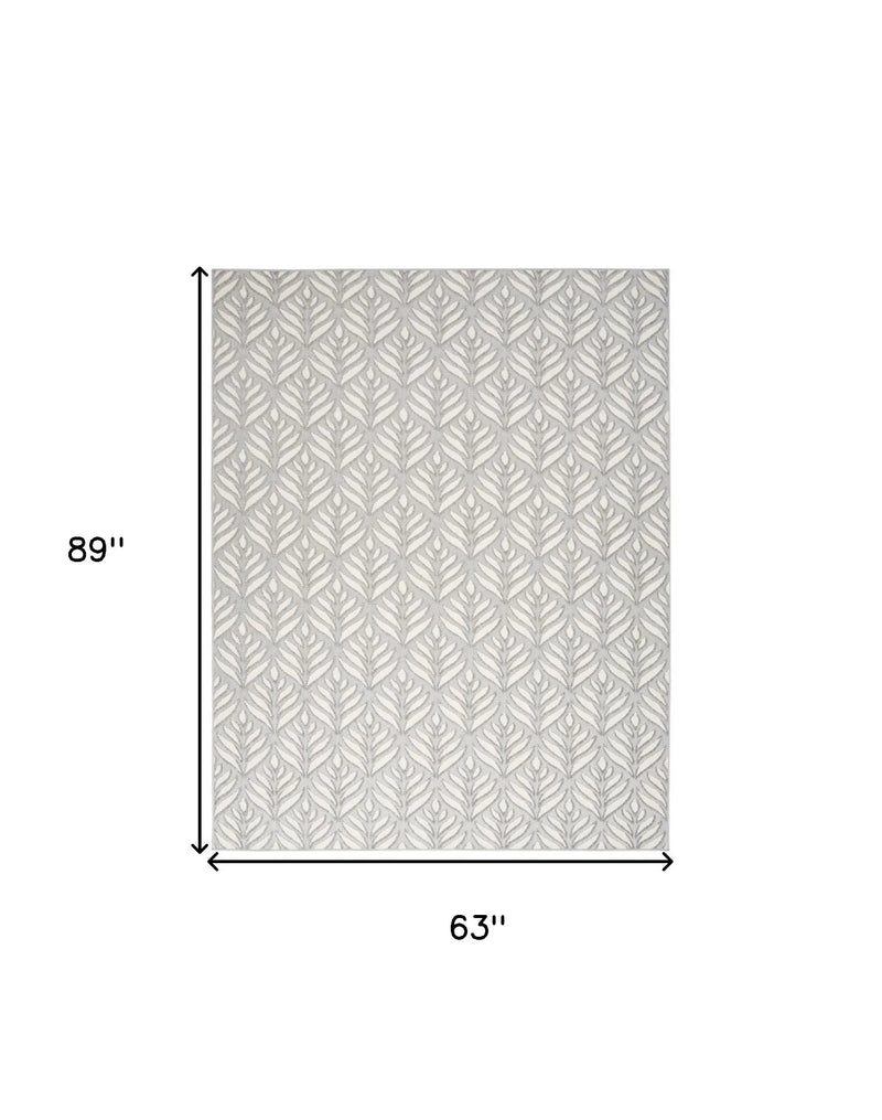 5' X 8' Grey Floral Stain Resistant Non Skid Area Rug Homeroots Outdoor
