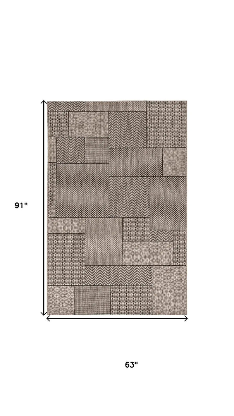 5' X 8' Grey Geometric Patterns Area Rug Homeroots Outdoor