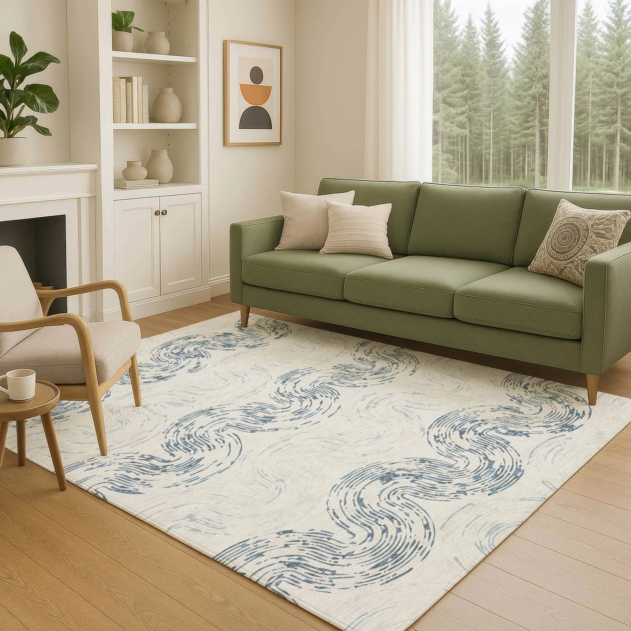 5' X 8' Ivory And Beige Abstract Washable Indoor Outdoor Area Rug Homeroots Outdoor