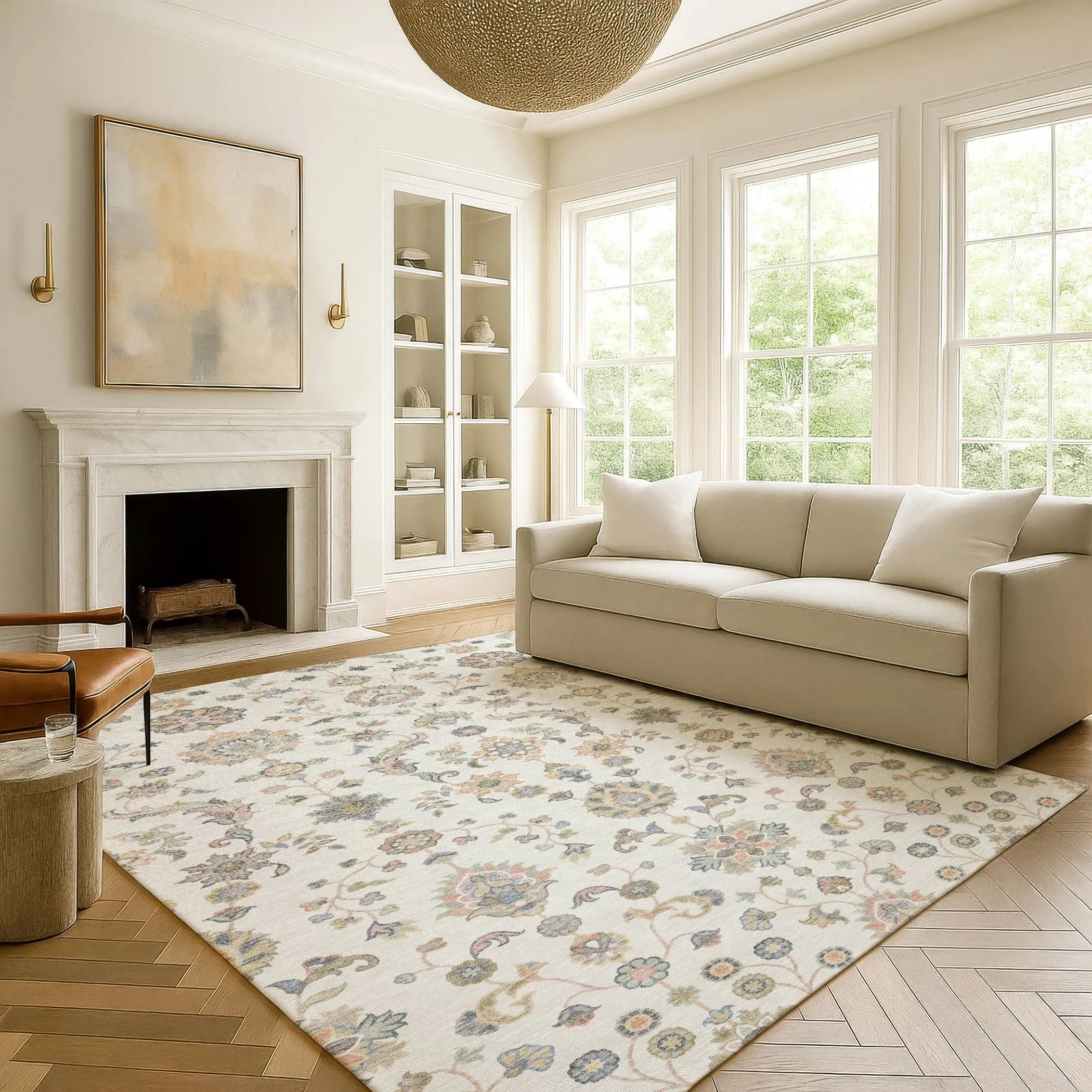 5' X 8' Ivory And Beige Abstract Washable Indoor Outdoor Area Rug Homeroots Outdoor