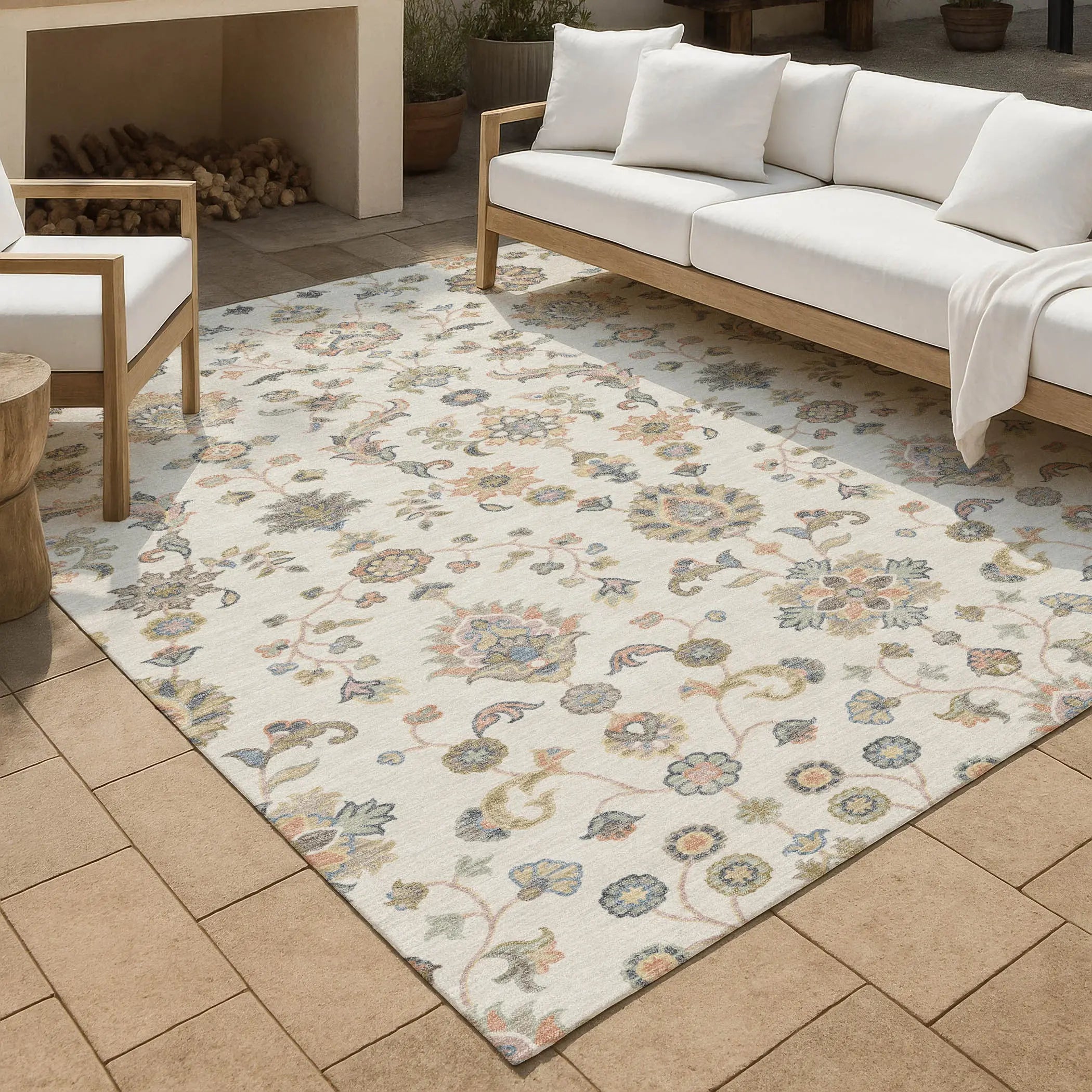 5' X 8' Ivory And Beige Abstract Washable Indoor Outdoor Area Rug Homeroots Outdoor