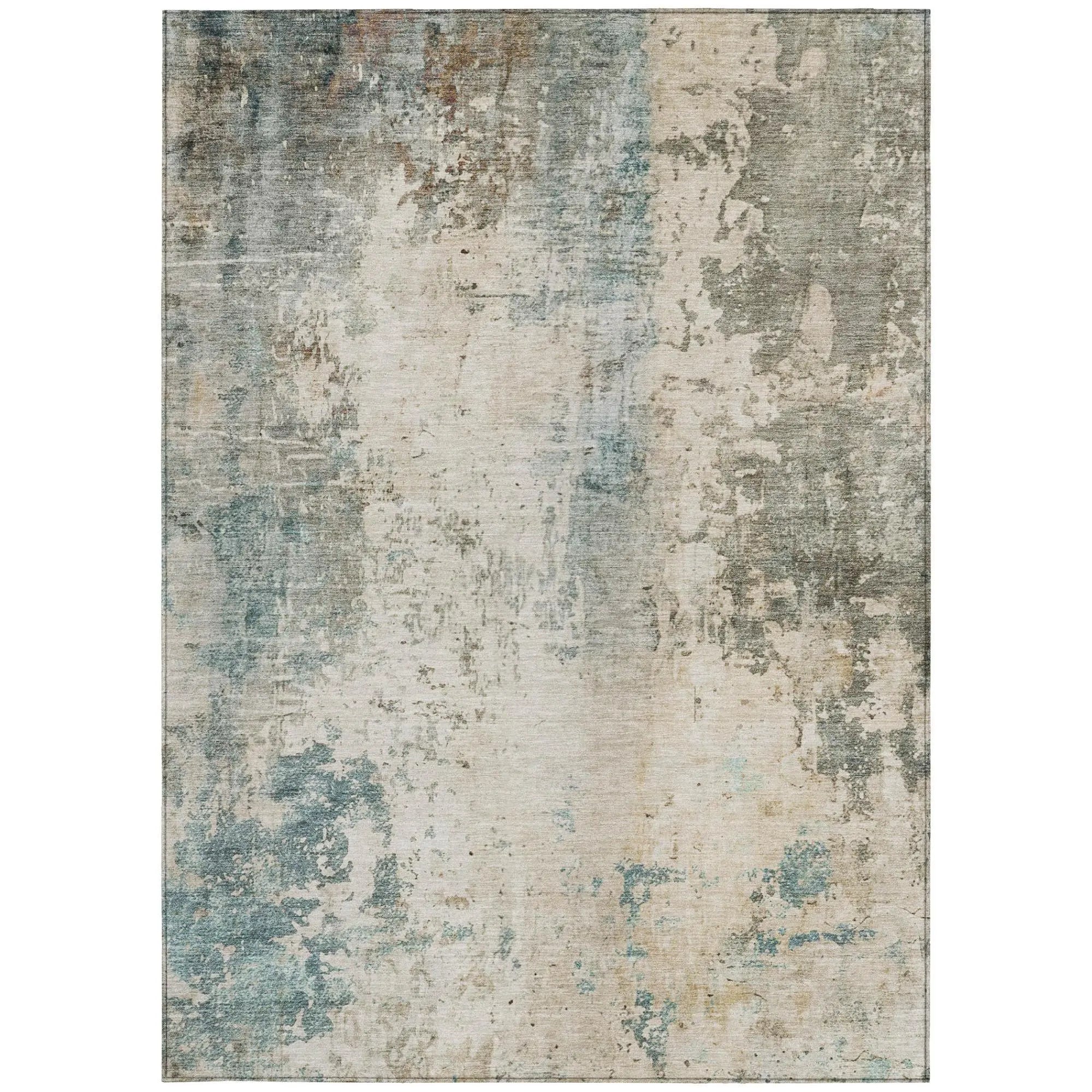 5' X 8' Ivory And Beige Abstract Washable Indoor Outdoor Area Rug Homeroots Outdoor