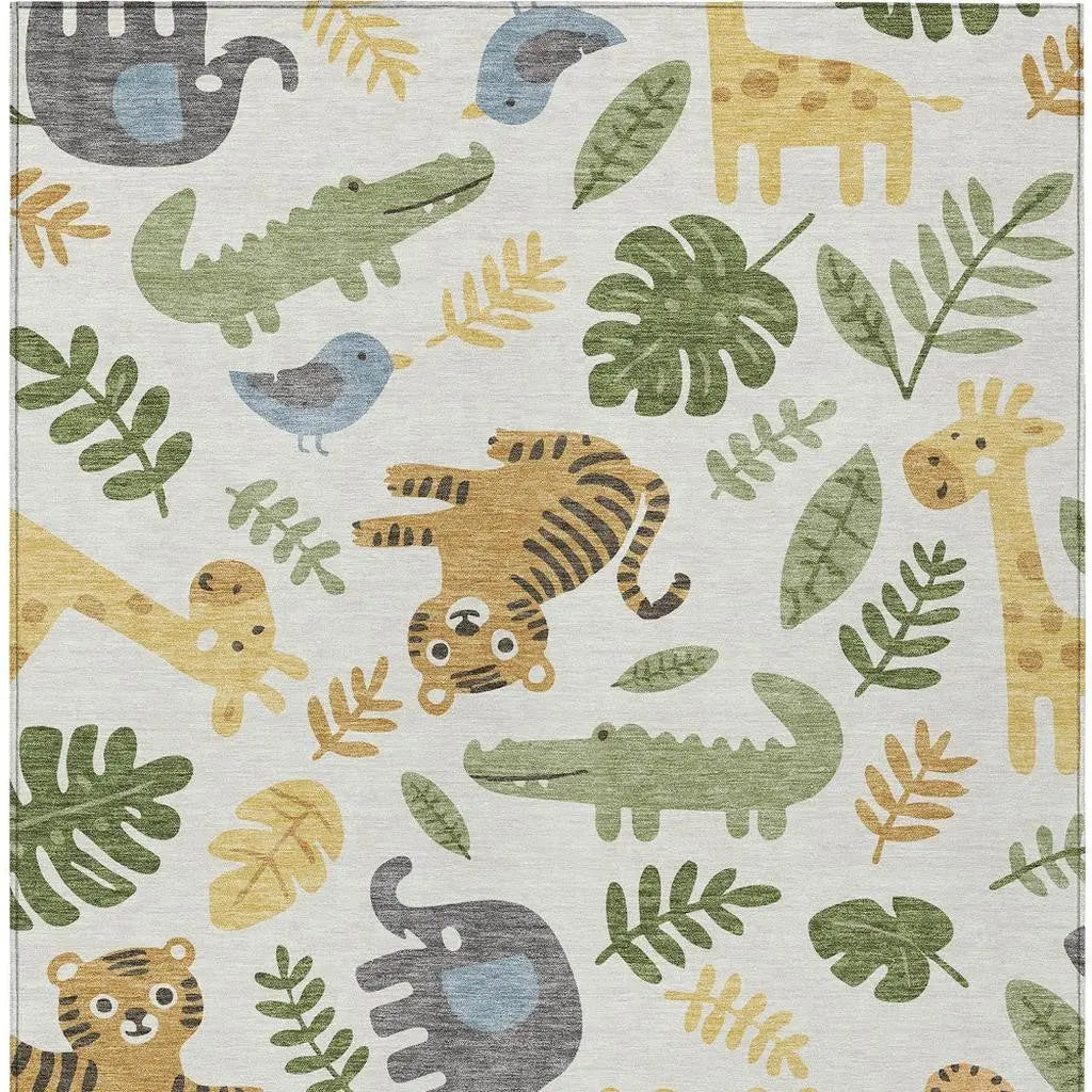 5' X 8' Ivory And Beige Abstract Washable Indoor Outdoor Area Rug Homeroots Outdoor
